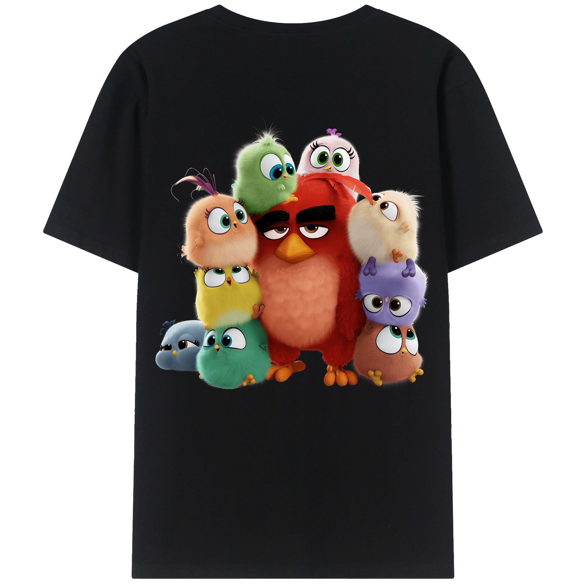 （画像用） Angry Birds アングリーバード 綿100％ メンズ半袖Tシャツ（バックプリント） 通気性