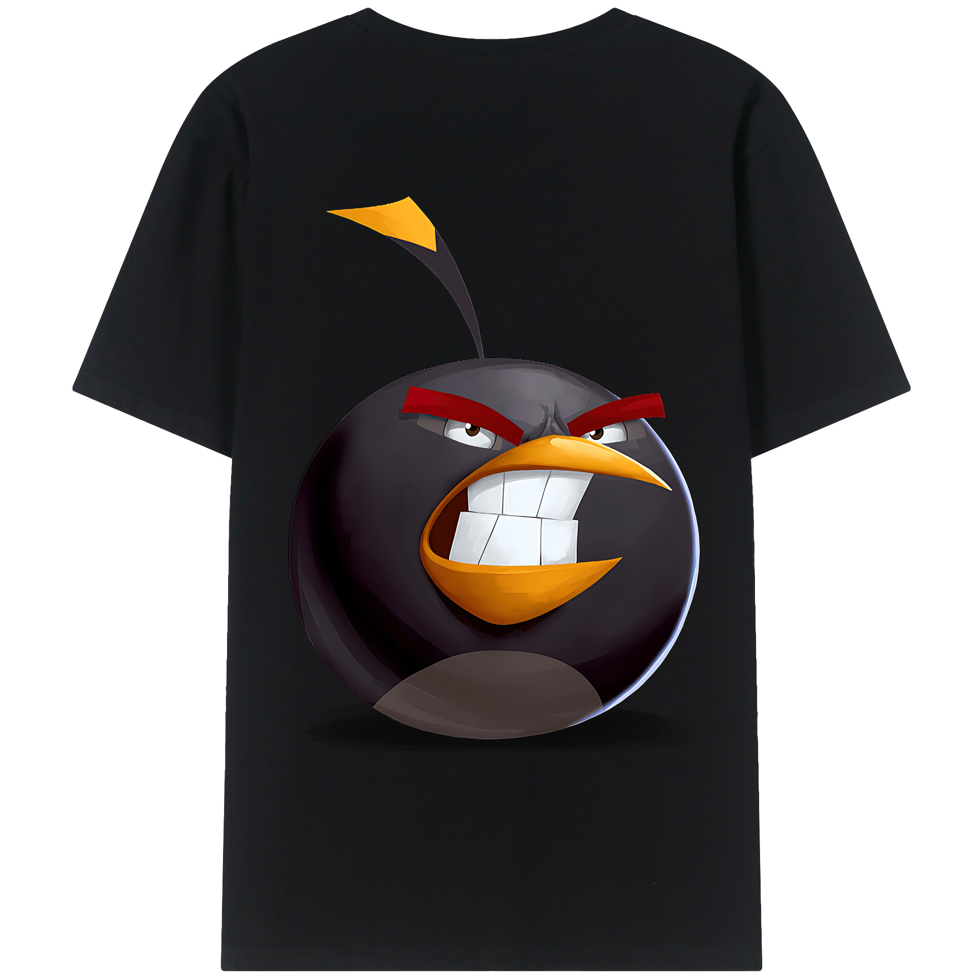 （画像用） Angry Birds アングリーバード 綿100％ メンズ半袖Tシャツ（バックプリント） 通気性