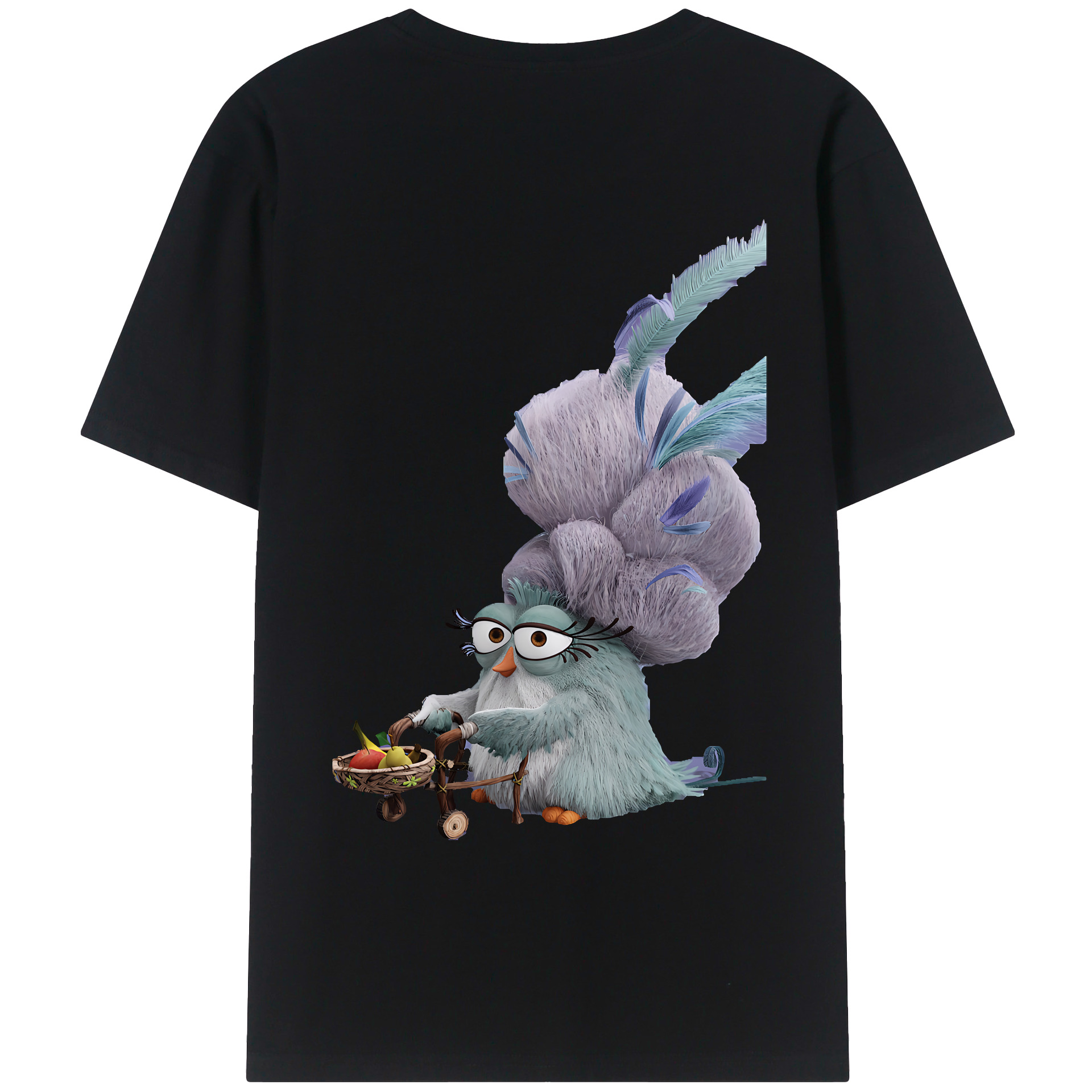 （画像用） Angry Birds アングリーバード 綿100％ メンズ半袖Tシャツ（バックプリント） 通気性