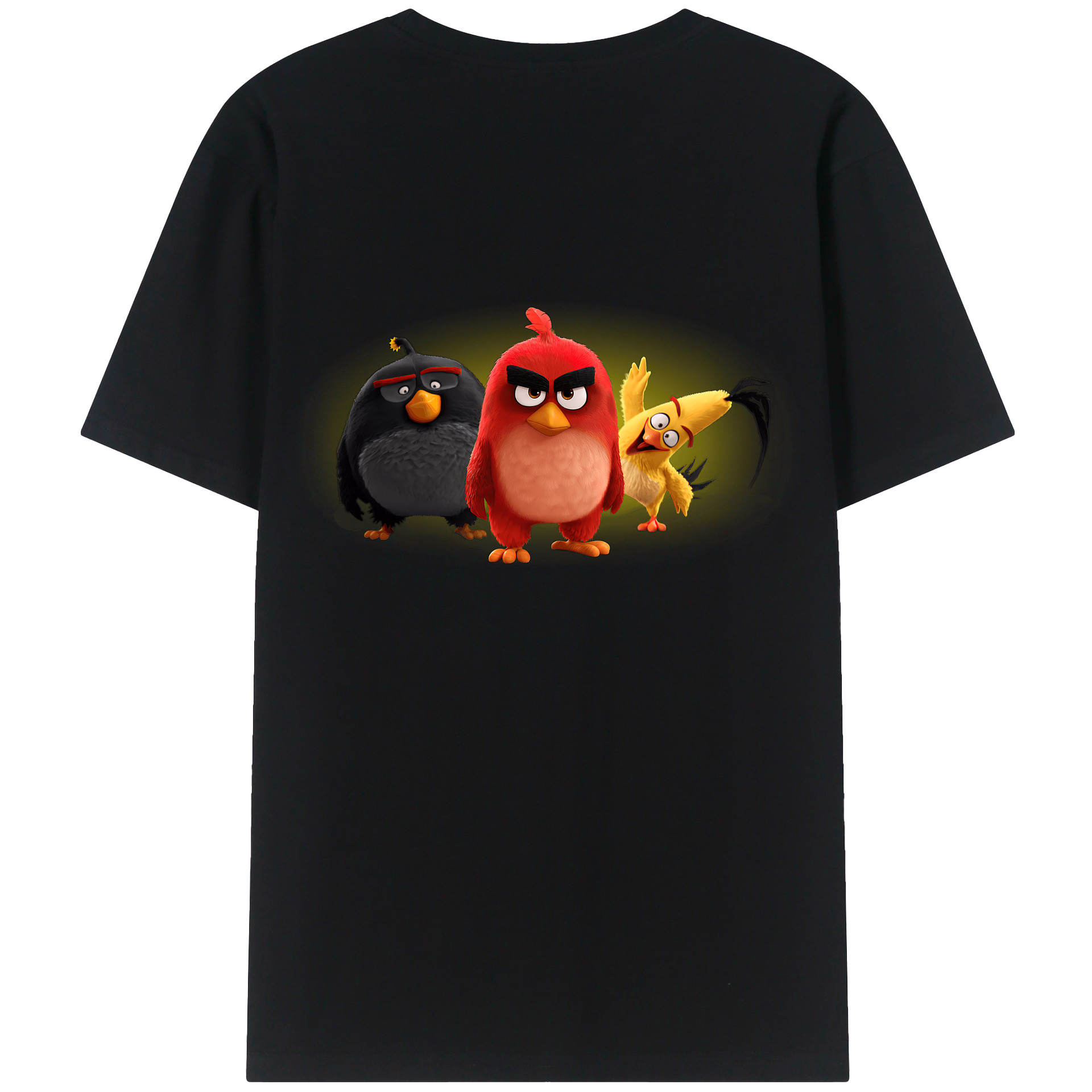 （画像用） Angry Birds アングリーバード 綿100％ メンズ半袖Tシャツ（バックプリント） 通気性
