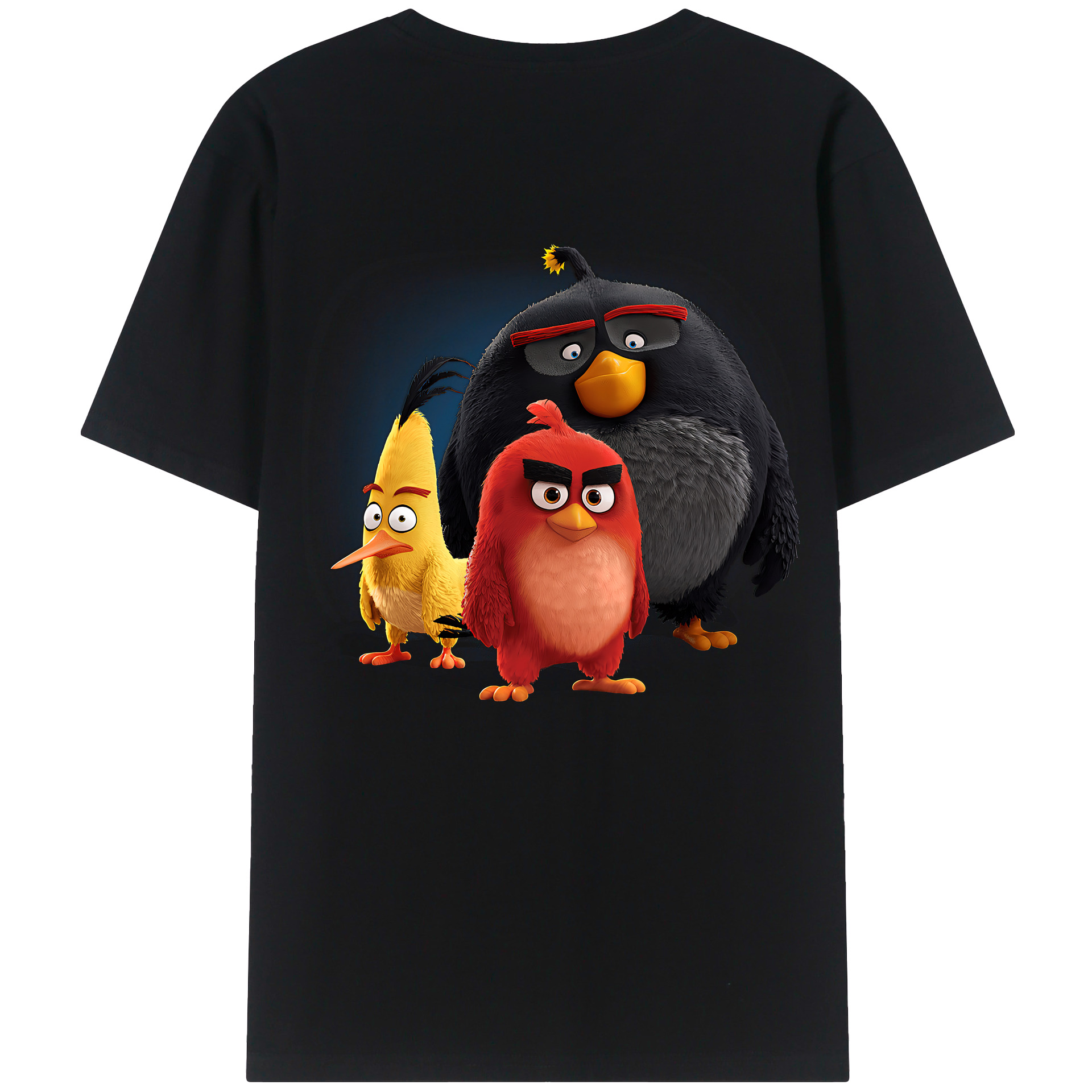 （画像用） Angry Birds アングリーバード 綿100％ メンズ半袖Tシャツ（バックプリント） 通気性