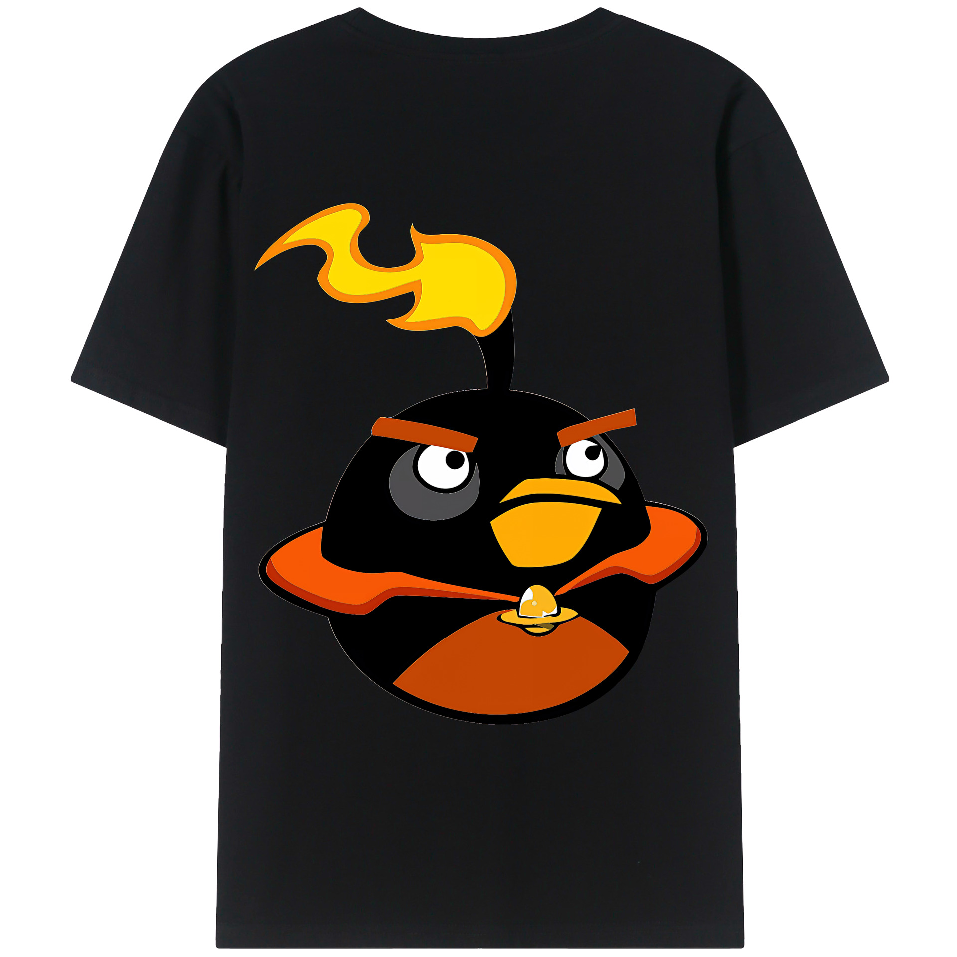 （画像用） Angry Birds アングリーバード 綿100％ メンズ半袖Tシャツ（バックプリント） 通気性