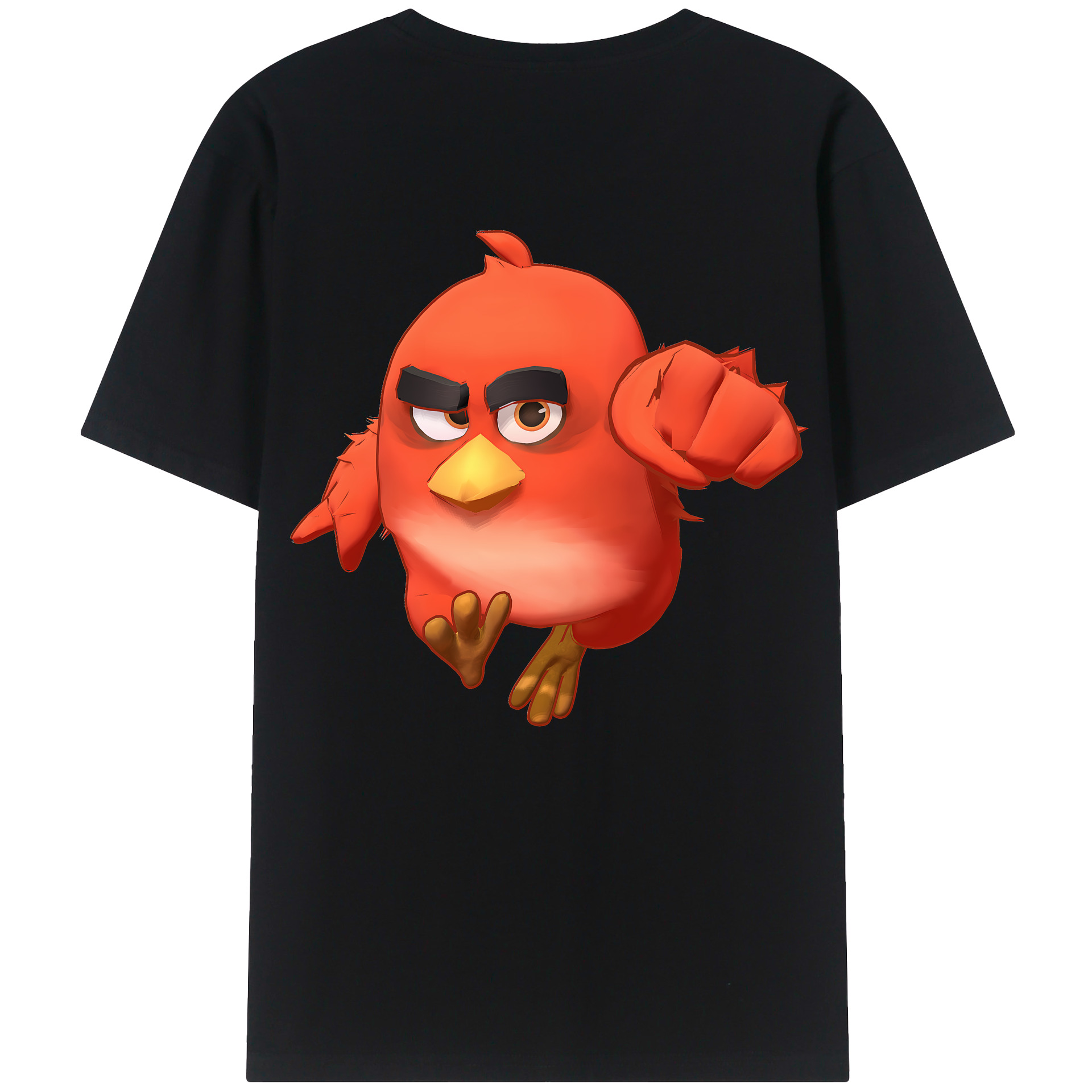 （画像用） Angry Birds アングリーバード 綿100％ メンズ半袖Tシャツ（バックプリント） 通気性