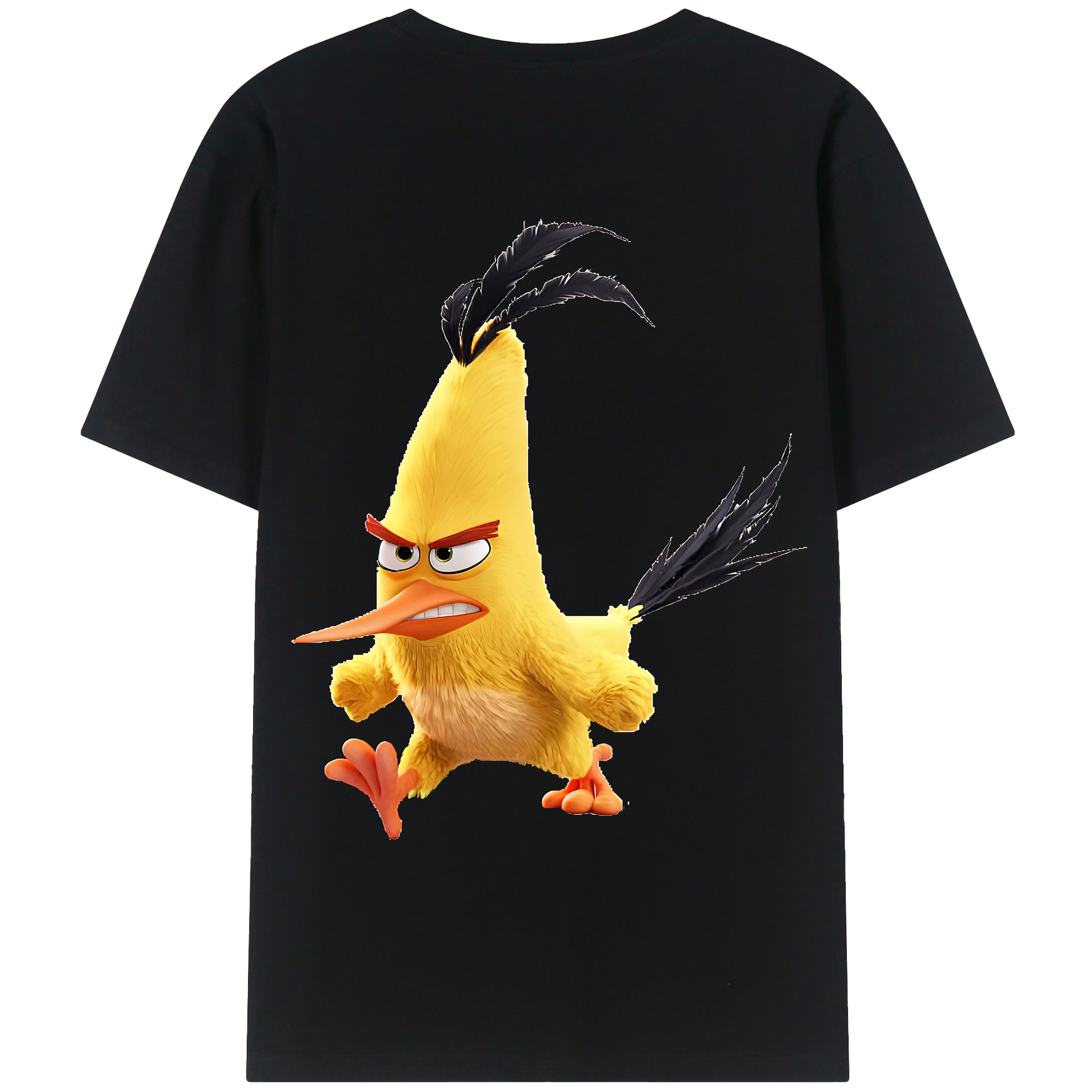 （画像用） Angry Birds アングリーバード 綿100％ メンズ半袖Tシャツ（バックプリント） 通気性