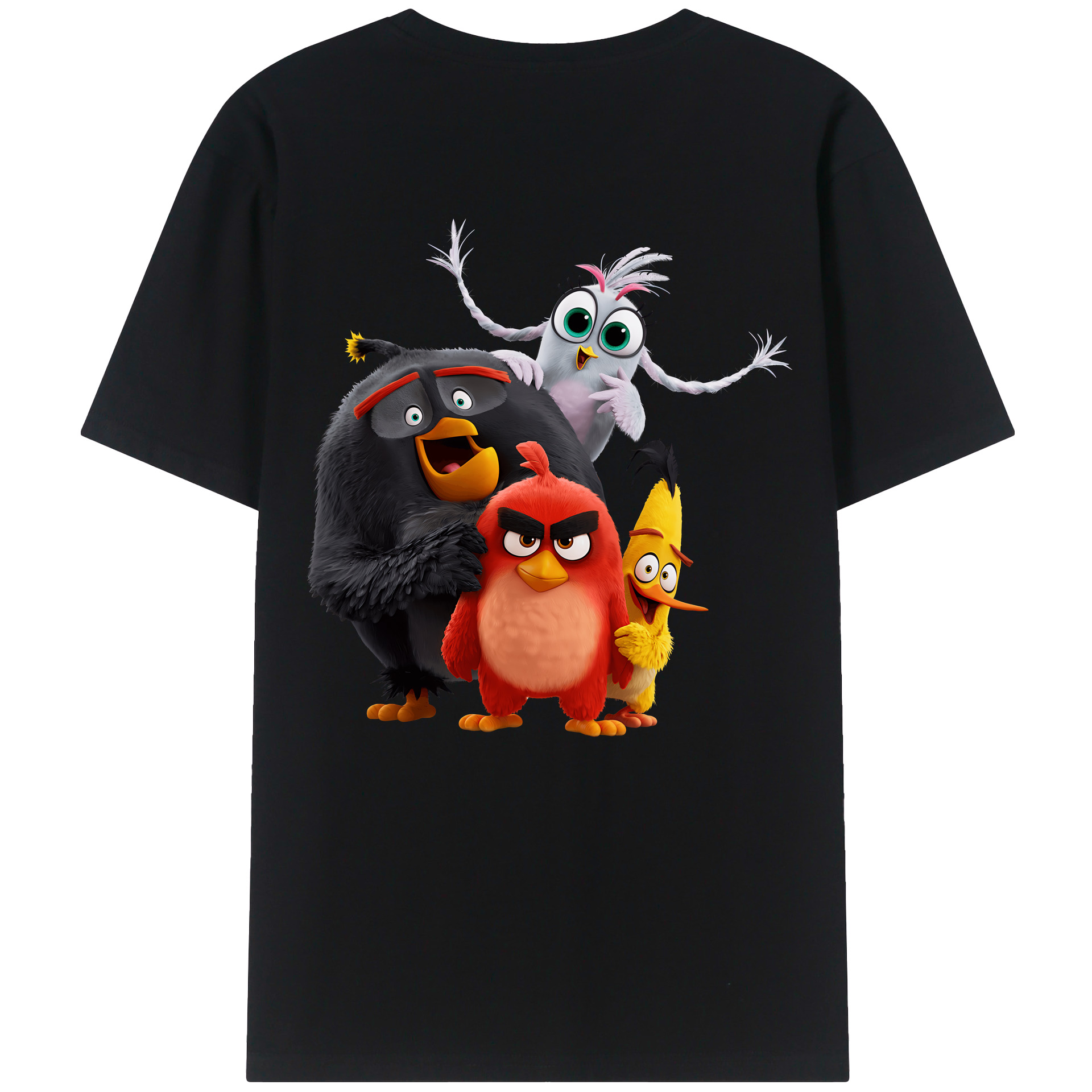 （画像用） Angry Birds アングリーバード 綿100％ メンズ半袖Tシャツ（バックプリント） 通気性