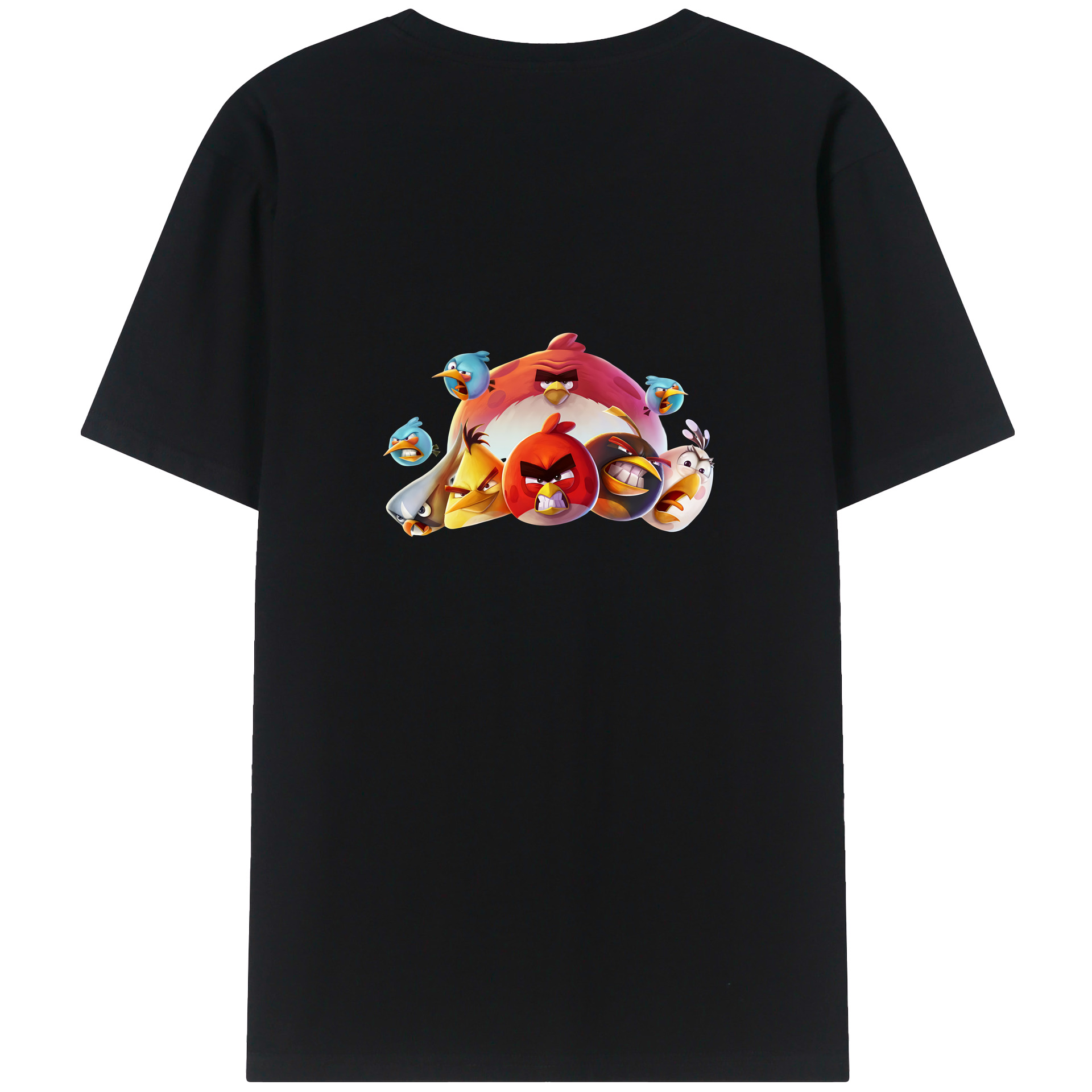 （画像用） Angry Birds アングリーバード 綿100％ メンズ半袖Tシャツ（バックプリント） 通気性