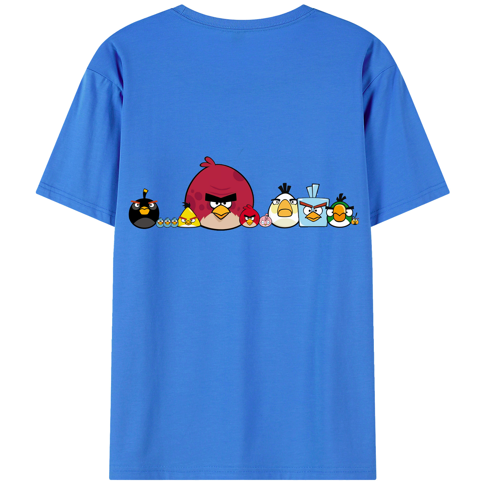 （画像用） Angry Birds アングリーバード 綿100％ メンズ半袖Tシャツ（バックプリント） 通気性