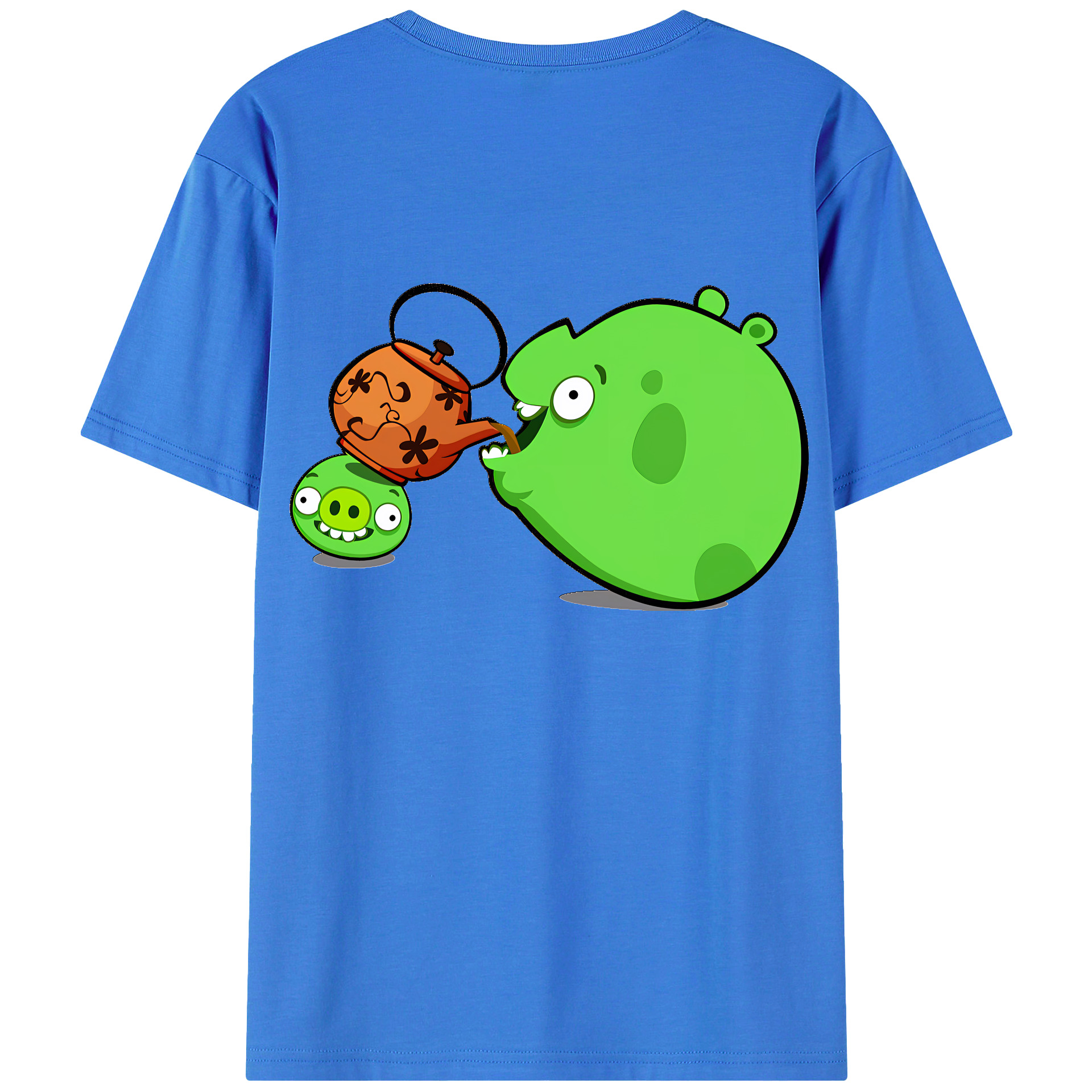 （画像用） Angry Birds アングリーバード 綿100％ メンズ半袖Tシャツ（バックプリント） 通気性