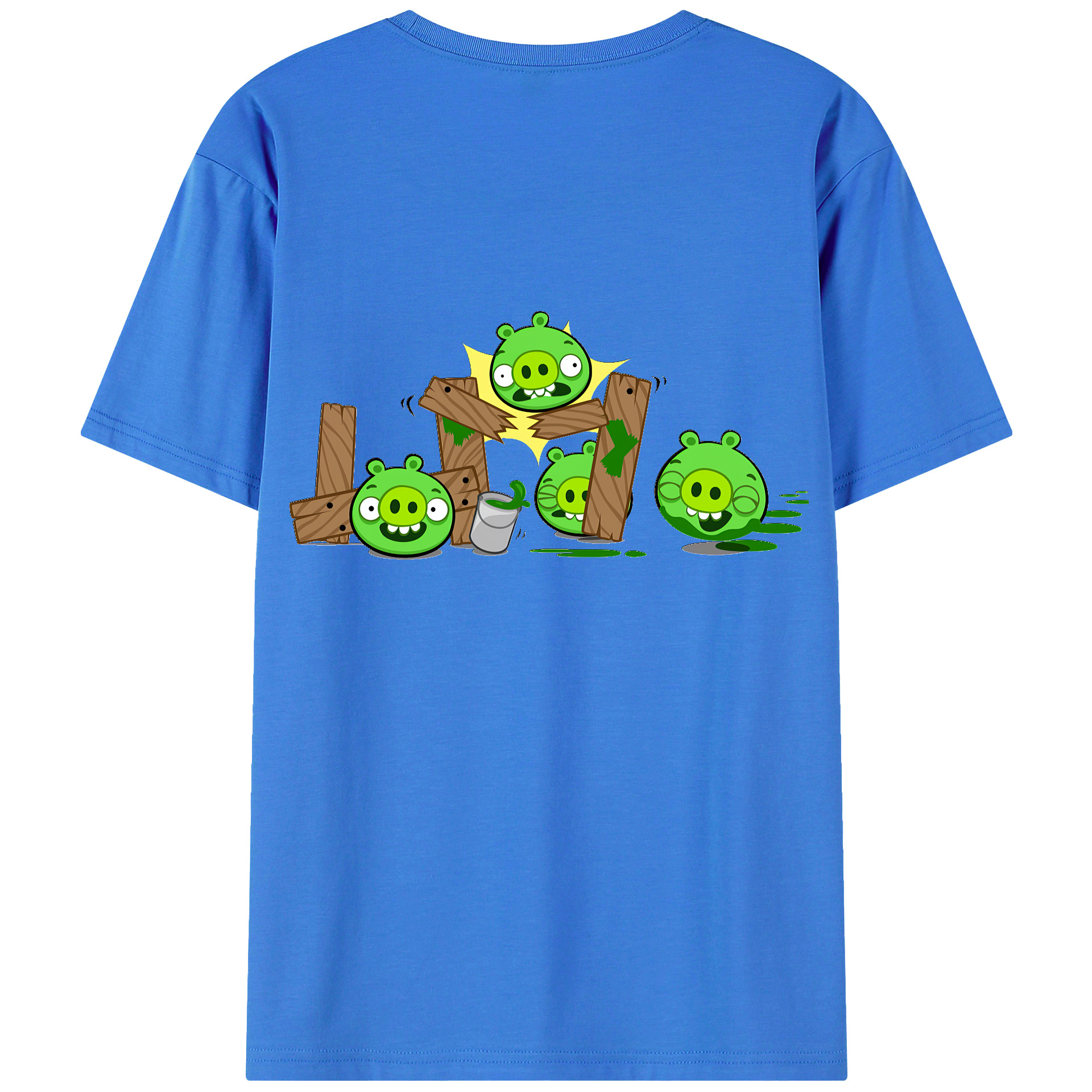 （画像用） Angry Birds アングリーバード 綿100％ メンズ半袖Tシャツ（バックプリント） 通気性