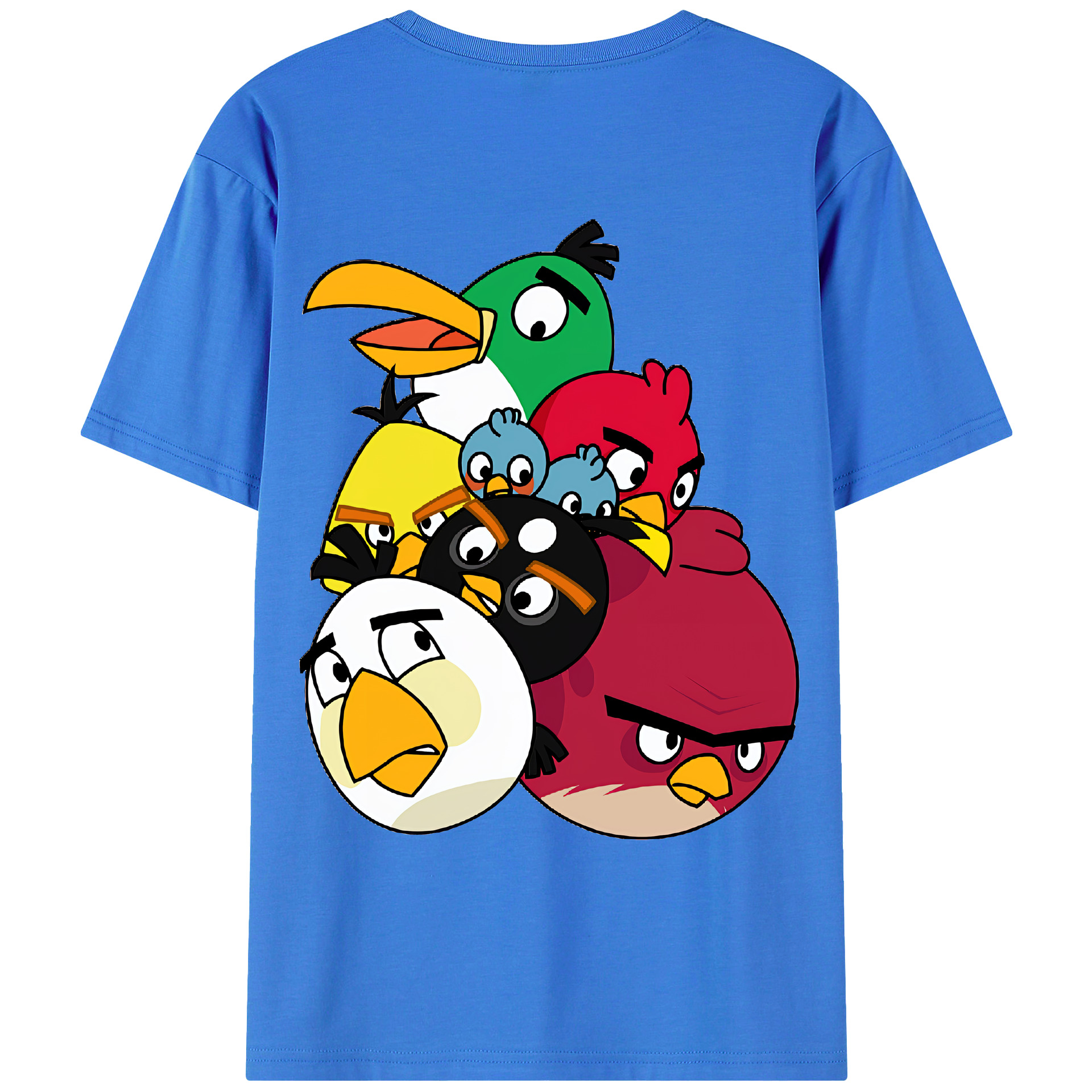 （画像用） Angry Birds アングリーバード 綿100％ メンズ半袖Tシャツ（バックプリント） 通気性