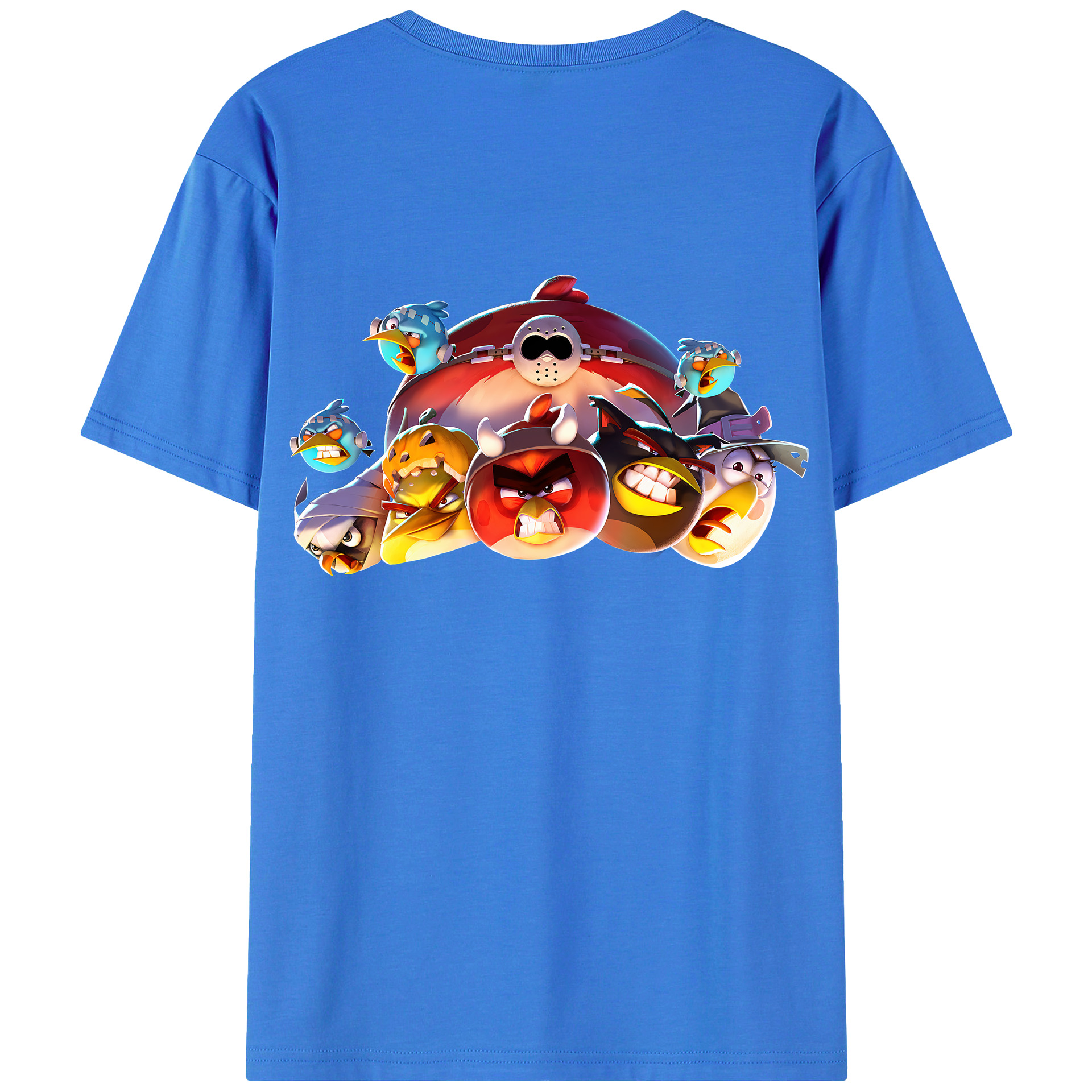 （画像用） Angry Birds アングリーバード 綿100％ メンズ半袖Tシャツ（バックプリント） 通気性