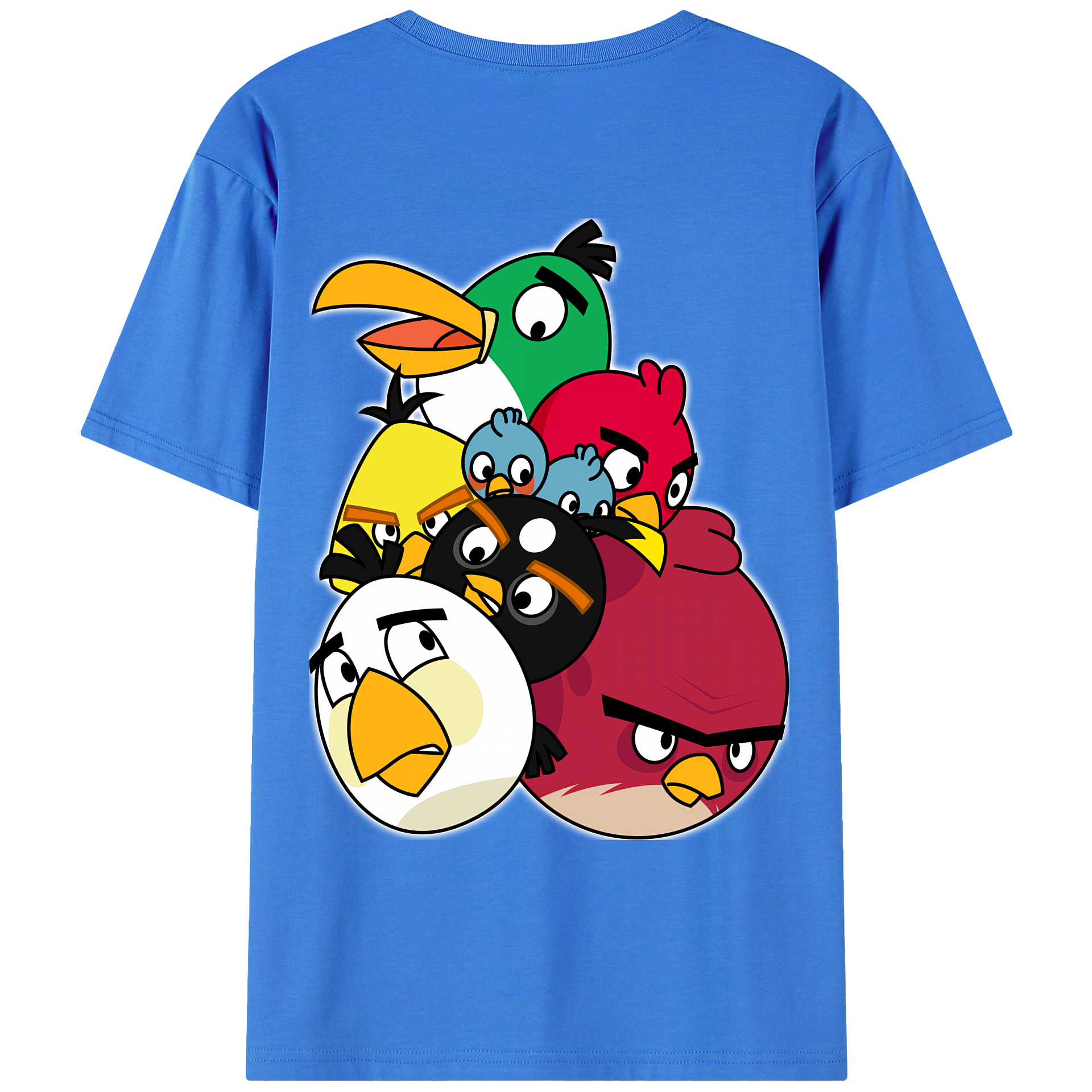 （画像用） Angry Birds アングリーバード 綿100％ メンズ半袖Tシャツ（バックプリント） 通気性