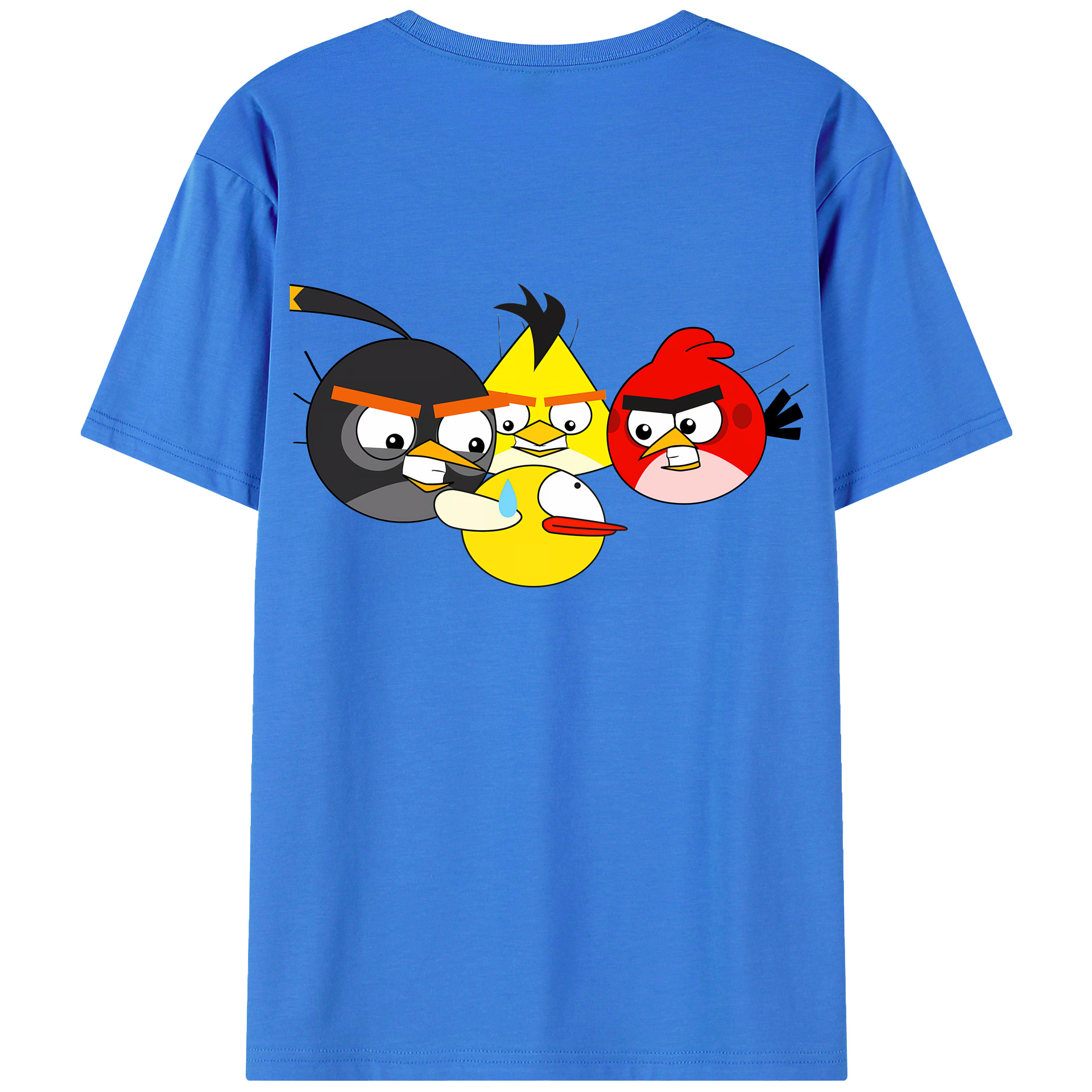 （画像用） Angry Birds アングリーバード 綿100％ メンズ半袖Tシャツ（バックプリント） 通気性