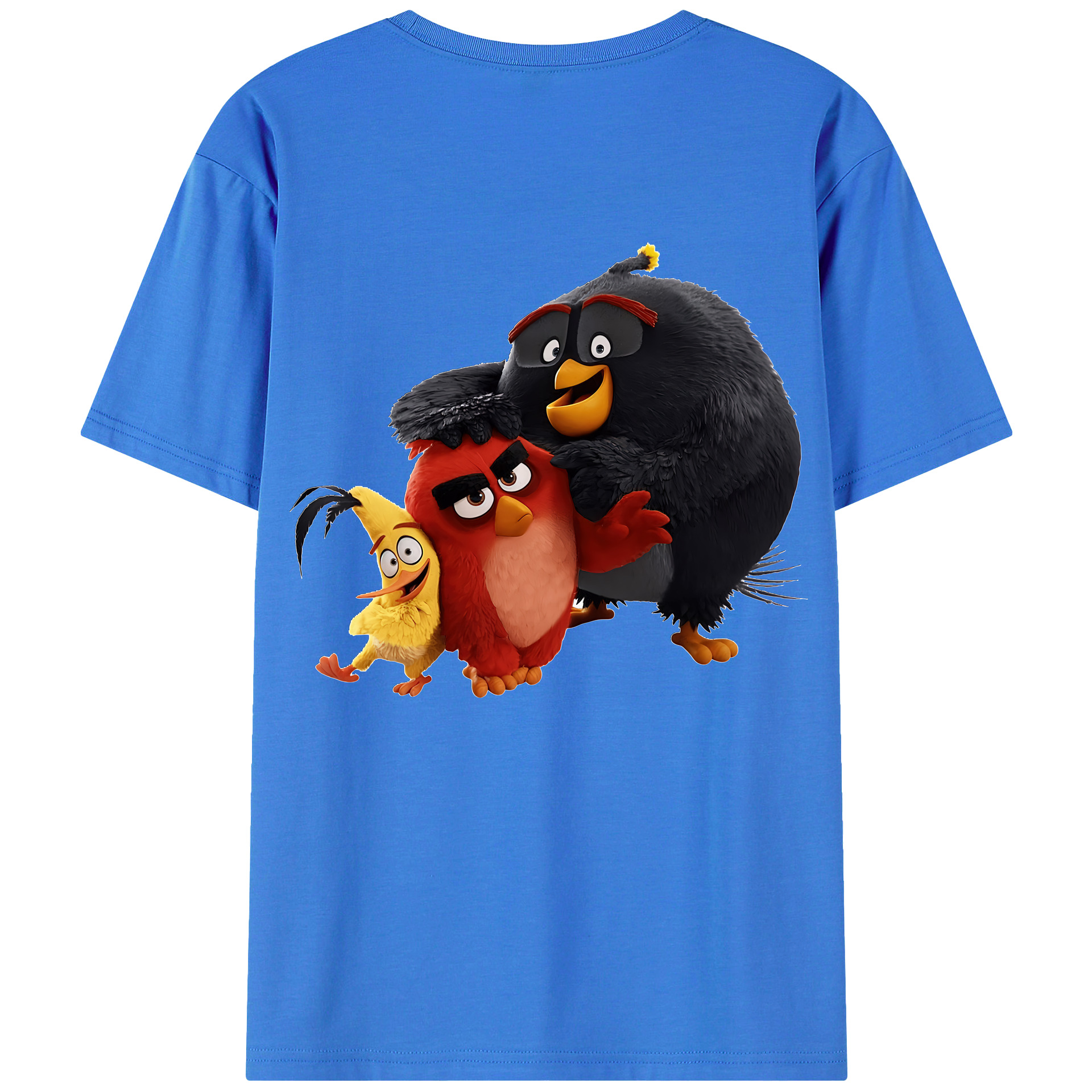 （画像用） Angry Birds アングリーバード 綿100％ メンズ半袖Tシャツ（バックプリント） 通気性