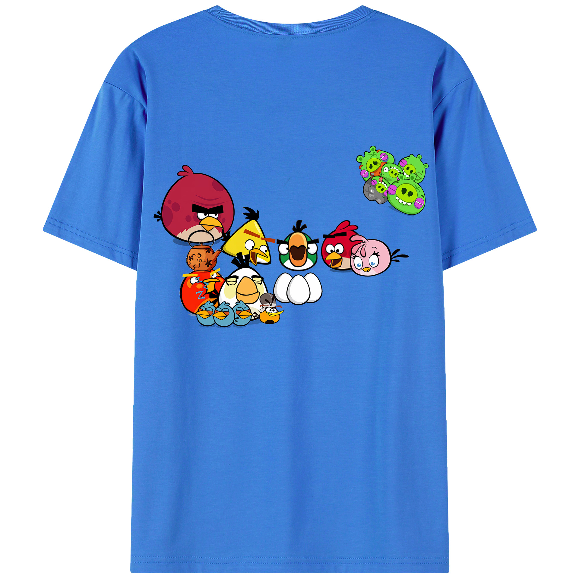 （画像用） Angry Birds アングリーバード 綿100％ メンズ半袖Tシャツ（バックプリント） 通気性