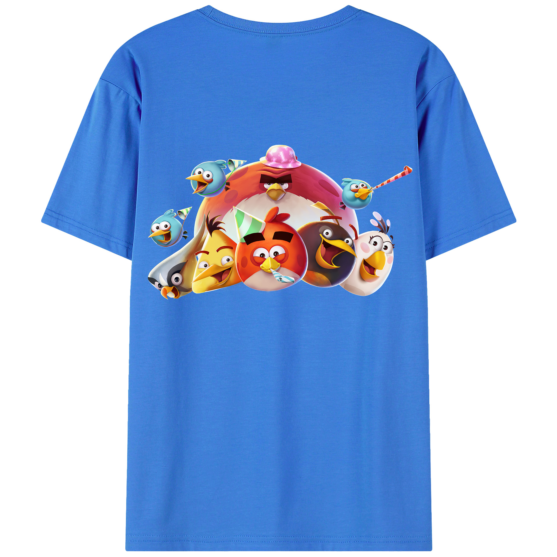 （画像用） Angry Birds アングリーバード 綿100％ メンズ半袖Tシャツ（バックプリント） 通気性