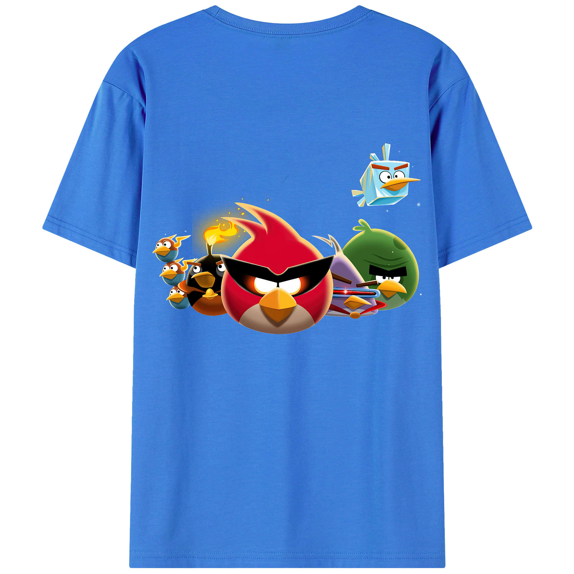 （画像用） Angry Birds アングリーバード 綿100％ メンズ半袖Tシャツ（バックプリント） 通気性