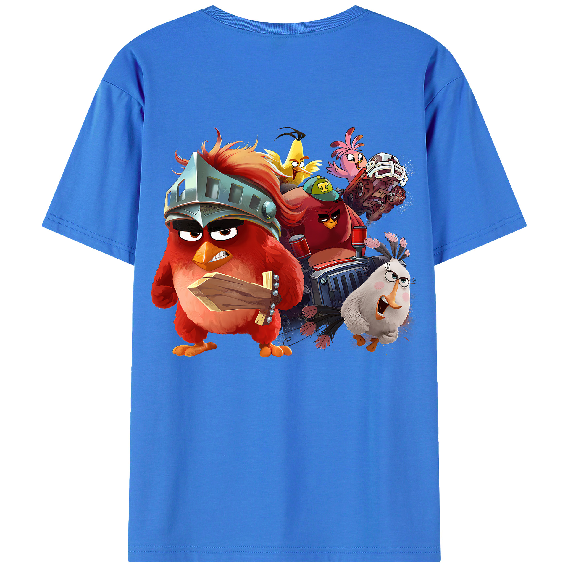 （画像用） Angry Birds アングリーバード 綿100％ メンズ半袖Tシャツ（バックプリント） 通気性