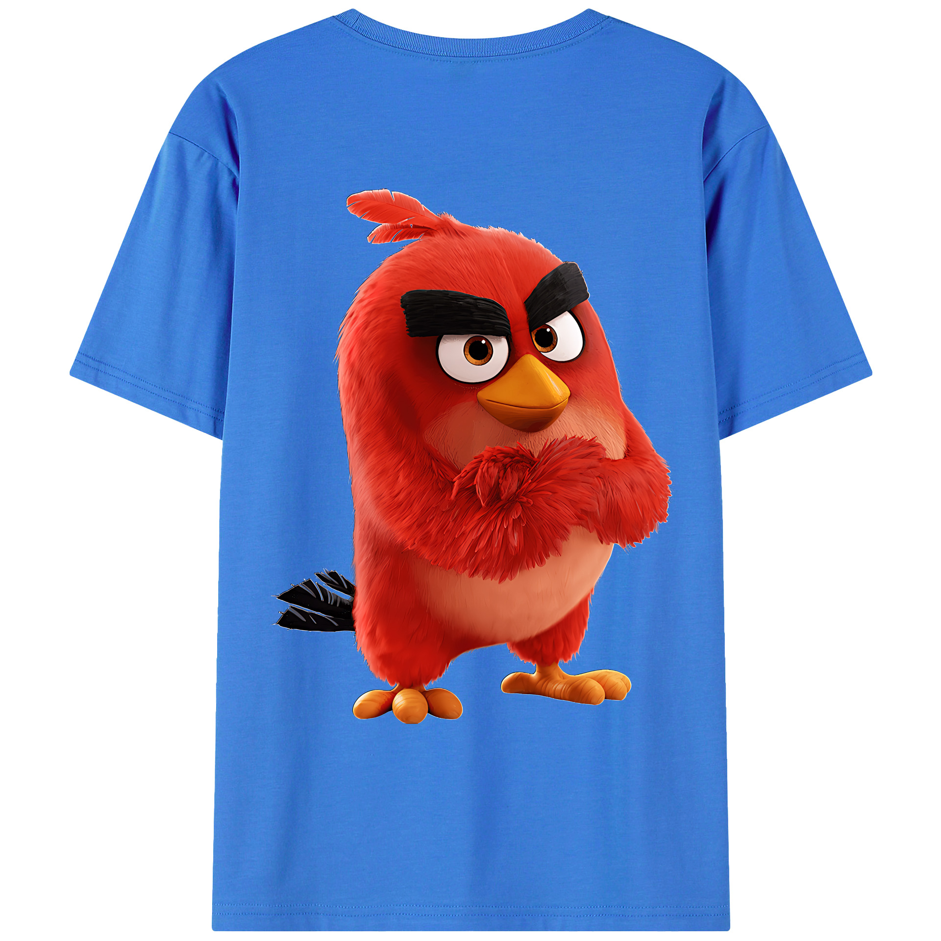 （画像用） Angry Birds アングリーバード 綿100％ メンズ半袖Tシャツ（バックプリント） 通気性