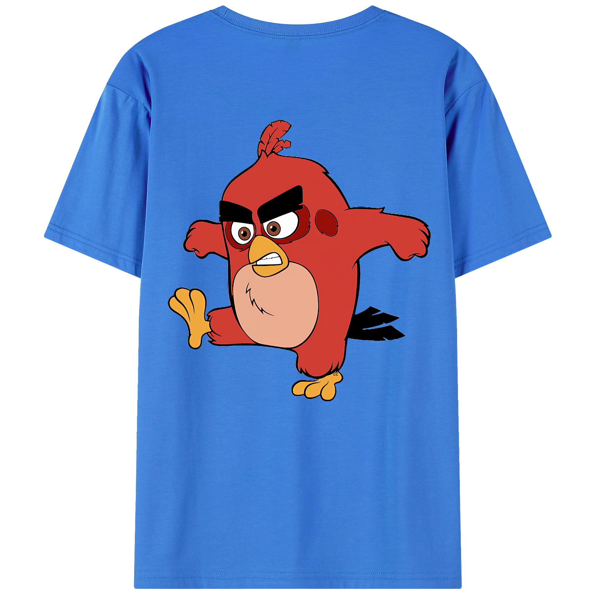 （画像用） Angry Birds アングリーバード 綿100％ メンズ半袖Tシャツ（バックプリント） 通気性