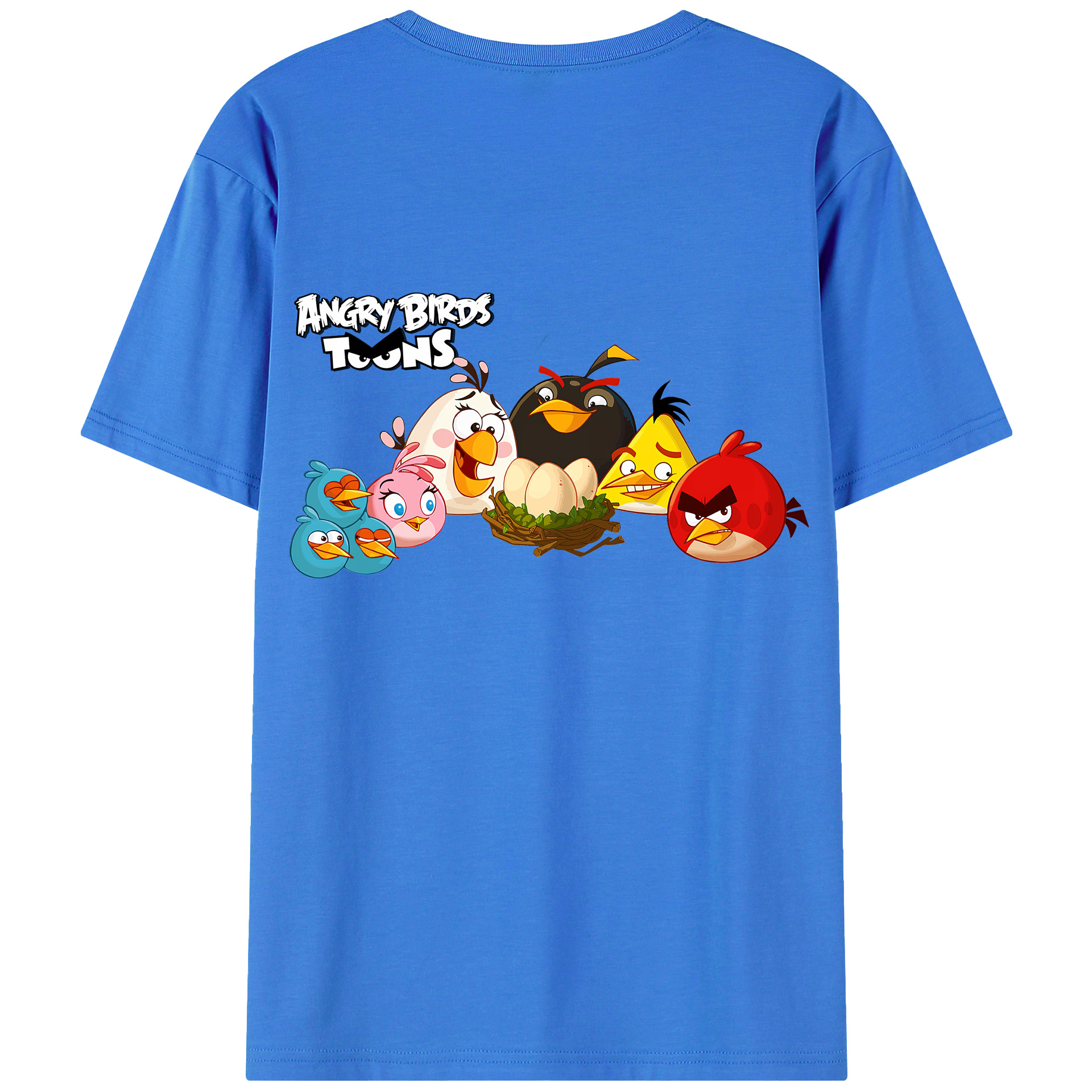 （画像用） Angry Birds アングリーバード 綿100％ メンズ半袖Tシャツ（バックプリント） 通気性