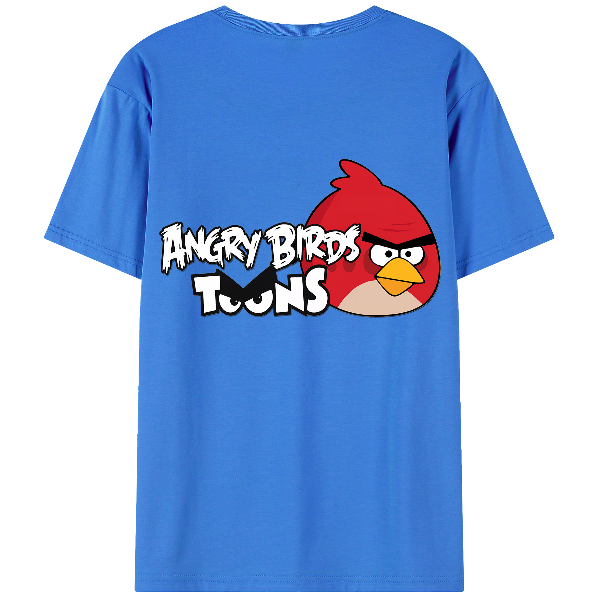 （画像用） Angry Birds アングリーバード 綿100％ メンズ半袖Tシャツ（バックプリント） 通気性