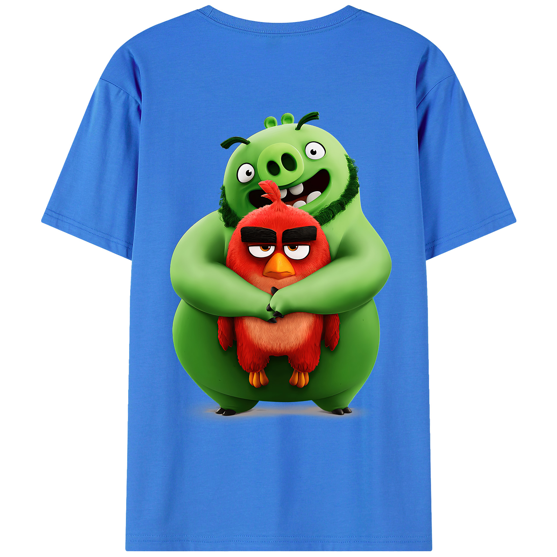（画像用） Angry Birds アングリーバード 綿100％ メンズ半袖Tシャツ（バックプリント） 通気性