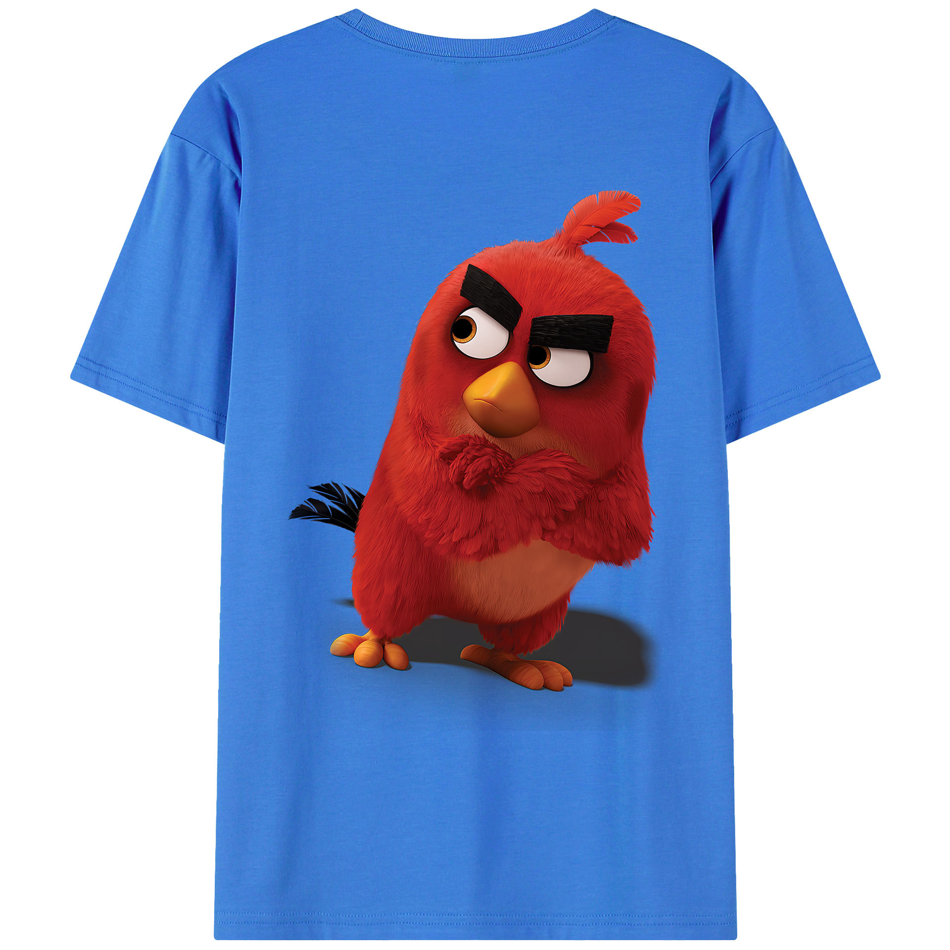 （画像用） Angry Birds アングリーバード 綿100％ メンズ半袖Tシャツ（バックプリント） 通気性