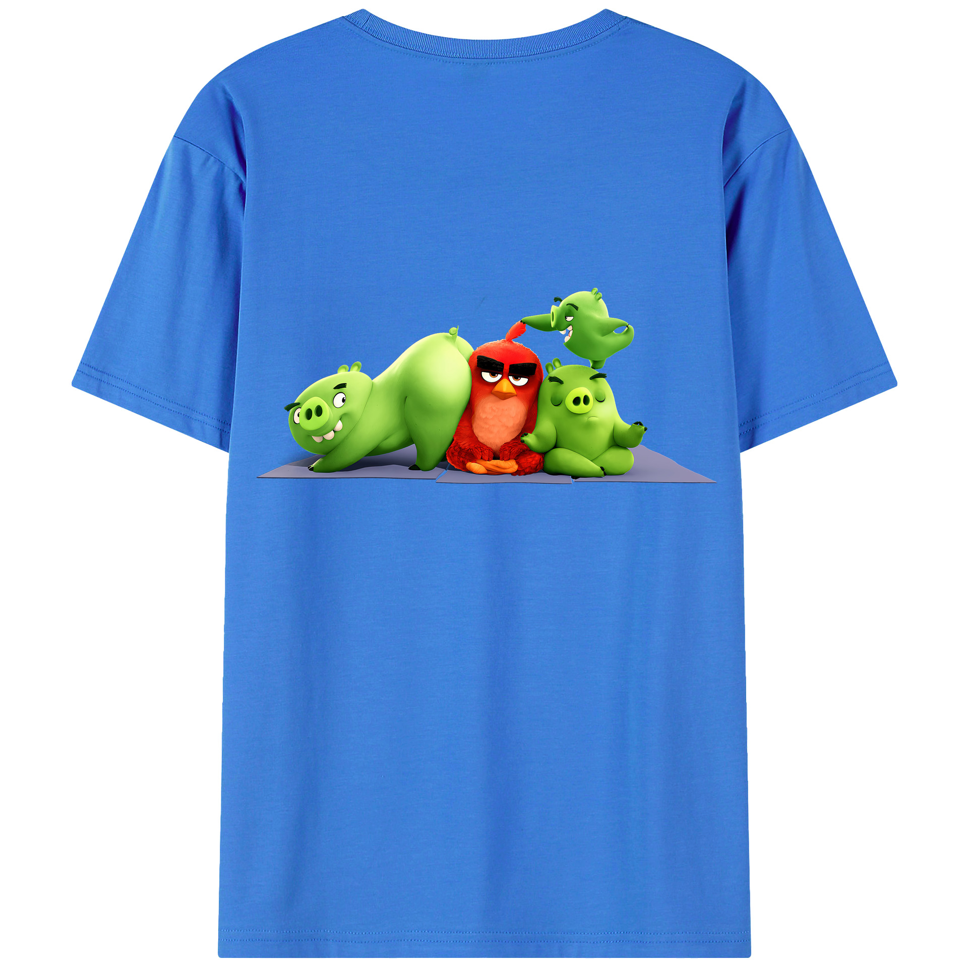 （画像用） Angry Birds アングリーバード 綿100％ メンズ半袖Tシャツ（バックプリント） 通気性