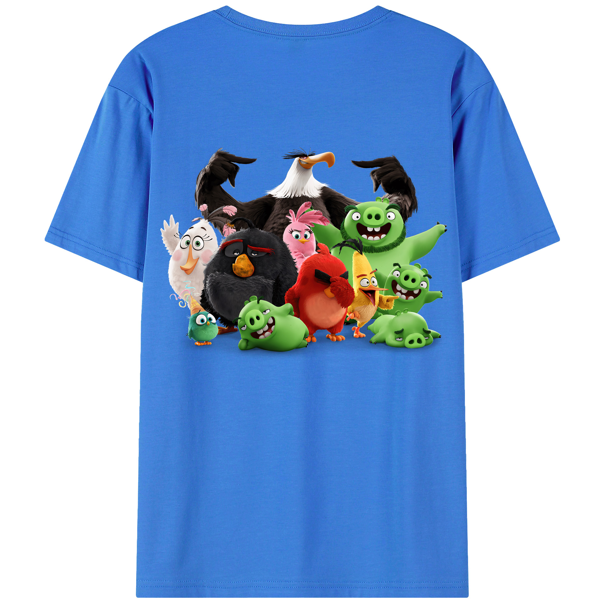 （画像用） Angry Birds アングリーバード 綿100％ メンズ半袖Tシャツ（バックプリント） 通気性