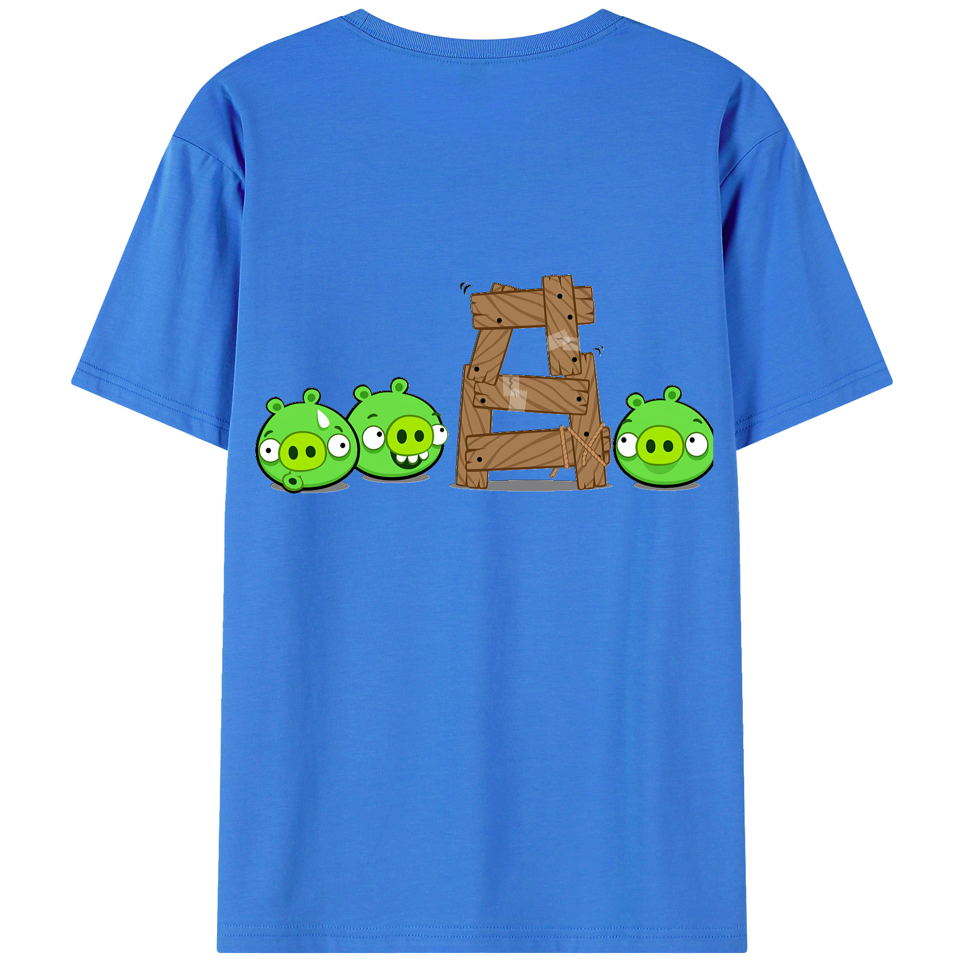 （画像用） Angry Birds アングリーバード 綿100％ メンズ半袖Tシャツ（バックプリント） 通気性