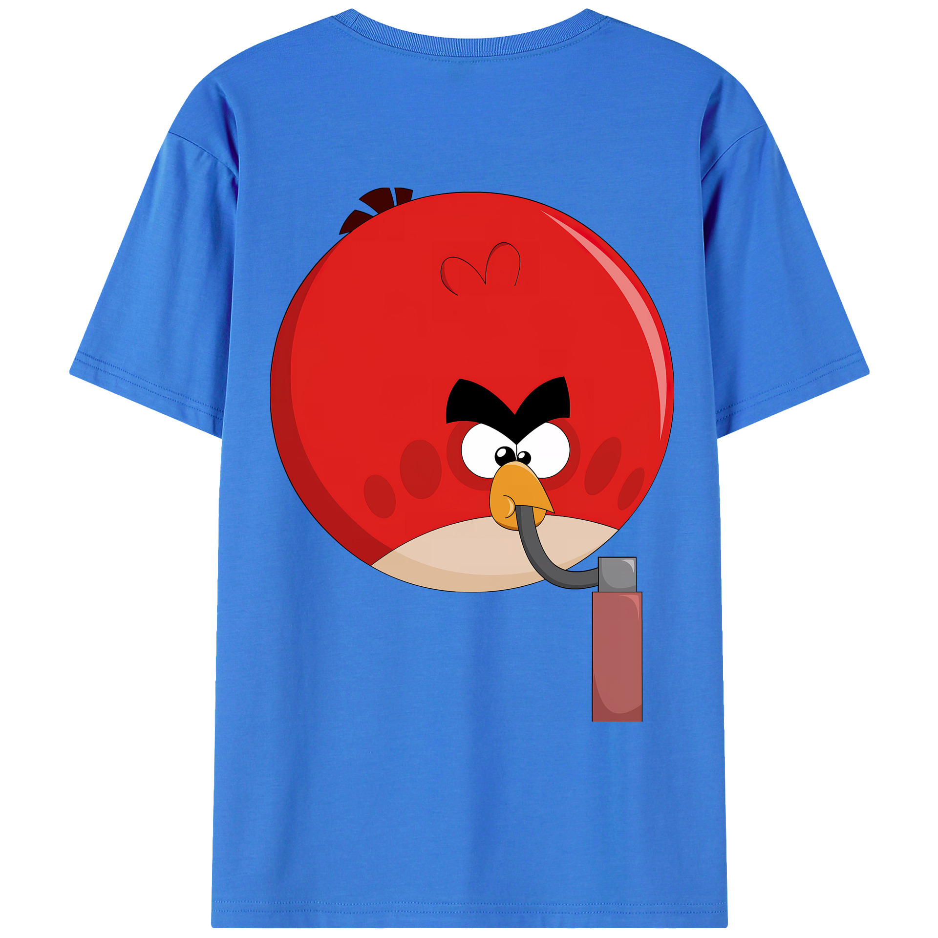 （画像用） Angry Birds アングリーバード 綿100％ メンズ半袖Tシャツ（バックプリント） 通気性