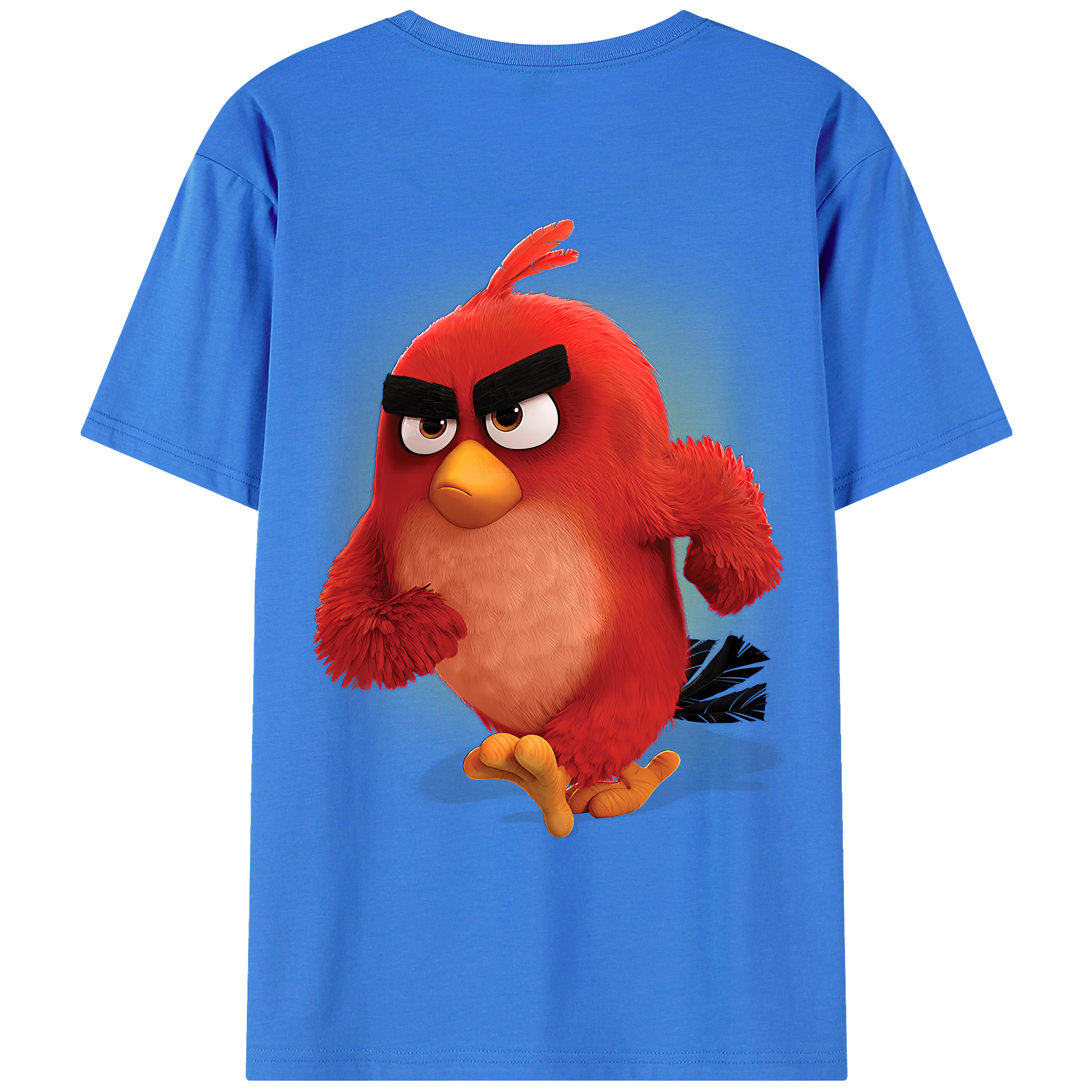 （画像用） Angry Birds アングリーバード 綿100％ メンズ半袖Tシャツ（バックプリント） 通気性
