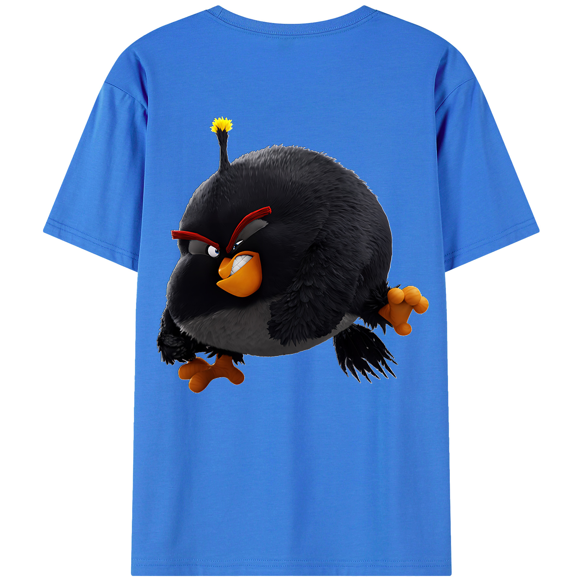（画像用） Angry Birds アングリーバード 綿100％ メンズ半袖Tシャツ（バックプリント） 通気性