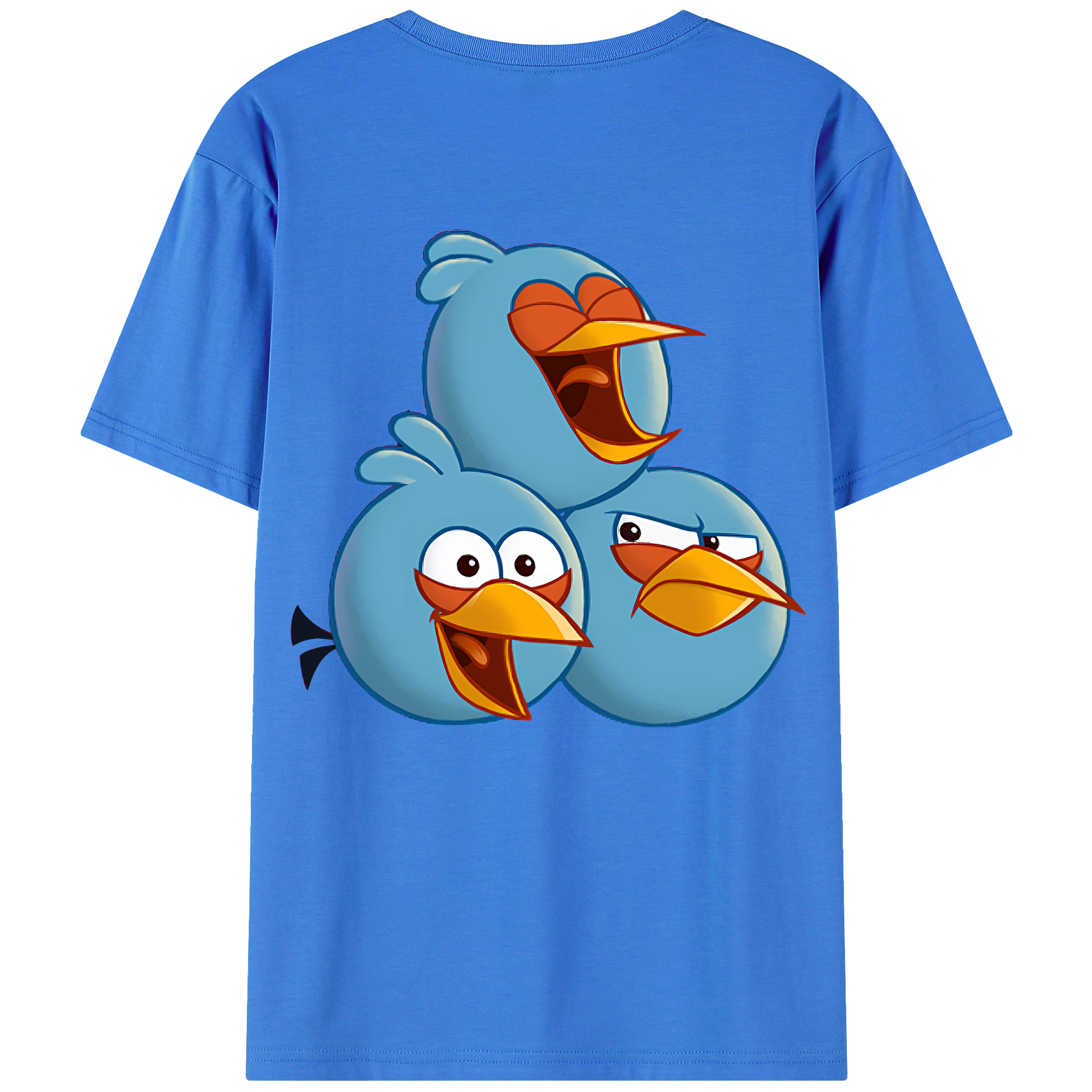 （画像用） Angry Birds アングリーバード 綿100％ メンズ半袖Tシャツ（バックプリント） 通気性
