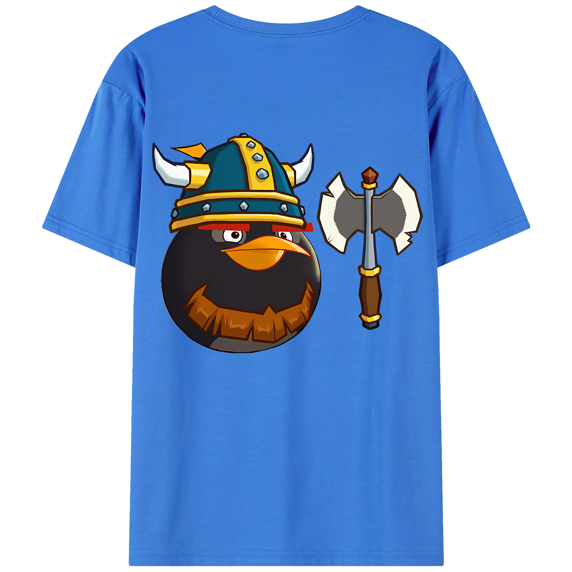 （画像用） Angry Birds アングリーバード 綿100％ メンズ半袖Tシャツ（バックプリント） 通気性