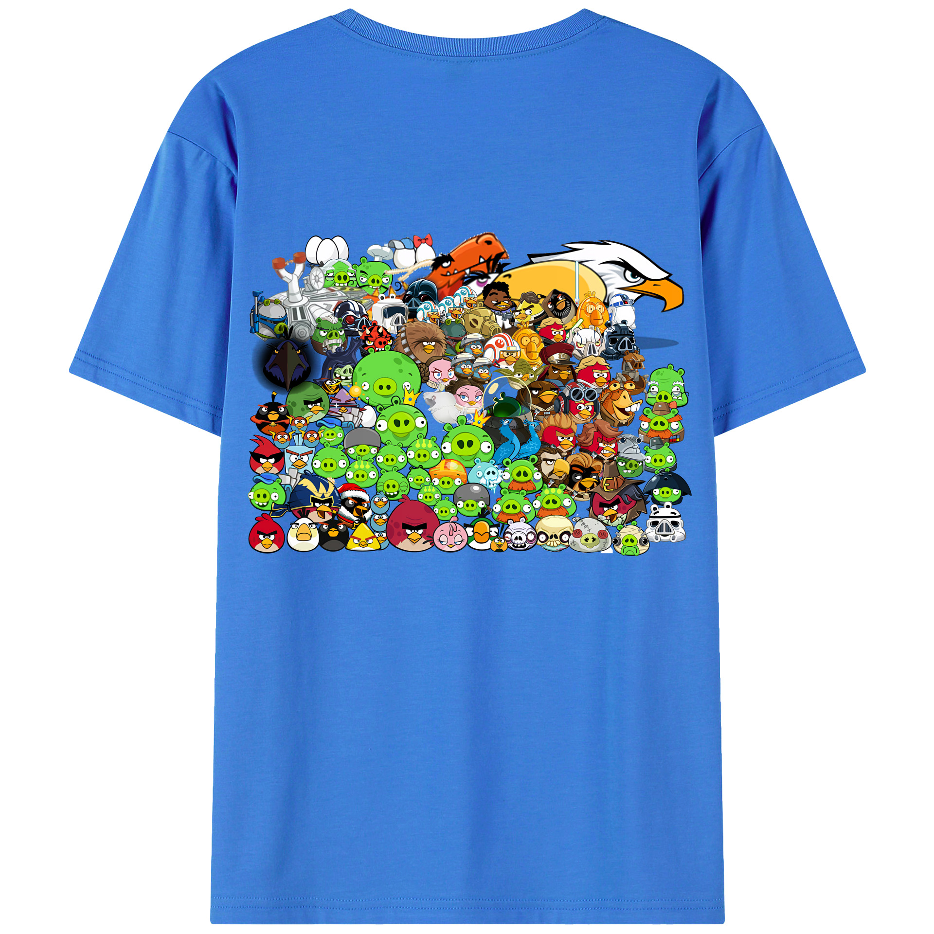 （画像用） Angry Birds アングリーバード 綿100％ メンズ半袖Tシャツ（バックプリント） 通気性