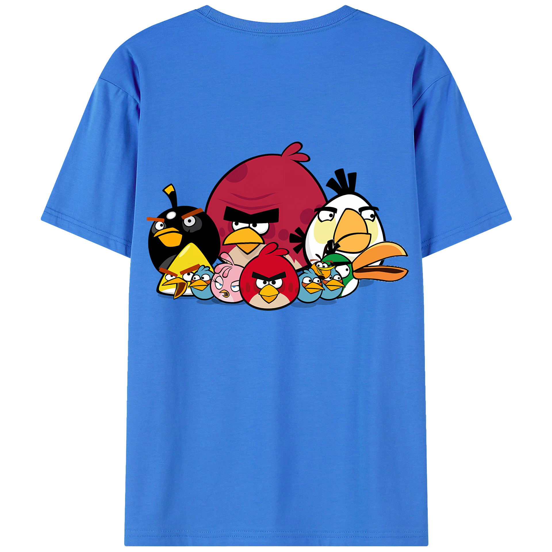 （画像用） Angry Birds アングリーバード 綿100％ メンズ半袖Tシャツ（バックプリント） 通気性