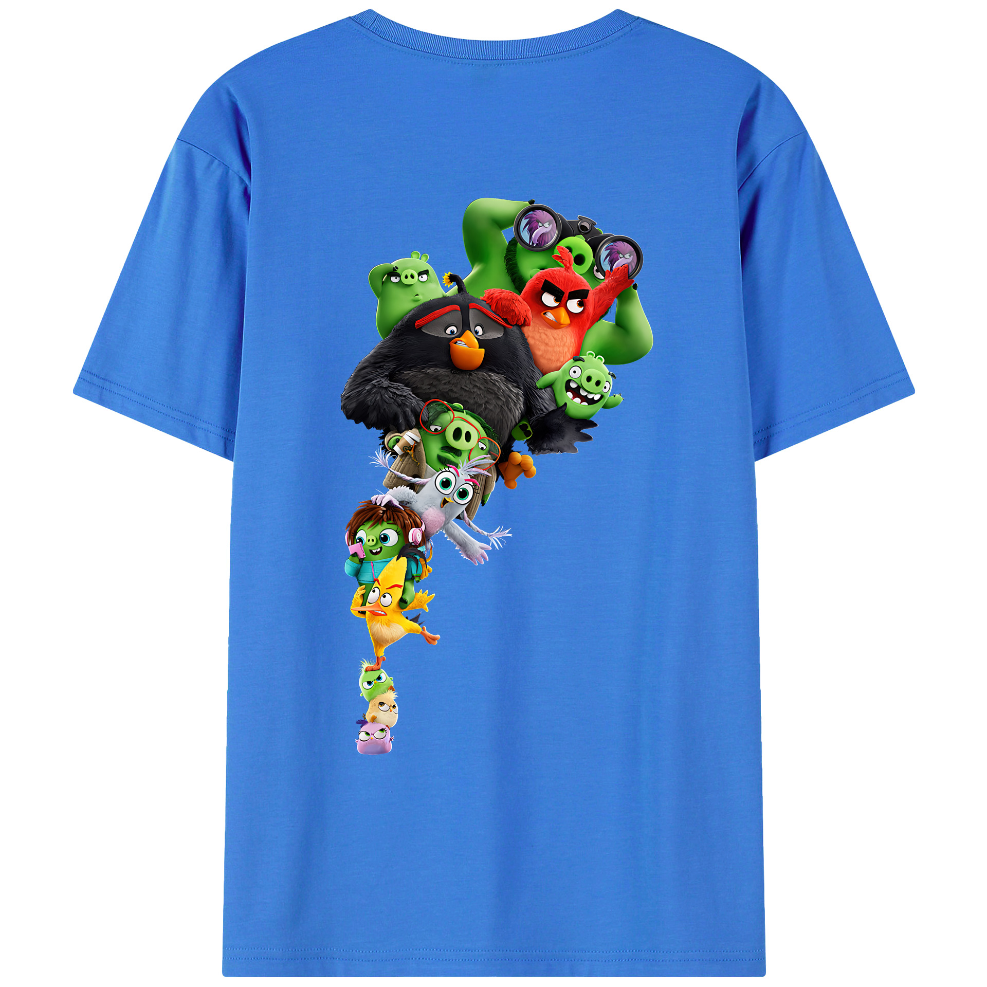 （画像用） Angry Birds アングリーバード 綿100％ メンズ半袖Tシャツ（バックプリント） 通気性