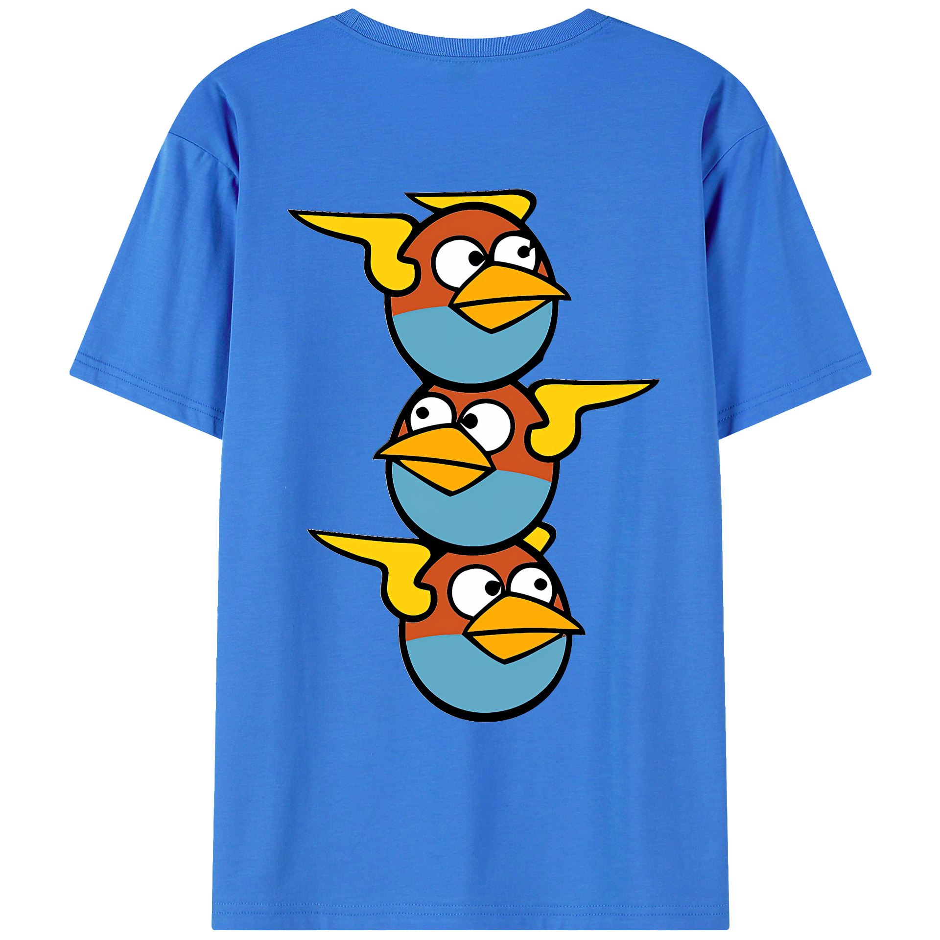 （画像用） Angry Birds アングリーバード 綿100％ メンズ半袖Tシャツ（バックプリント） 通気性