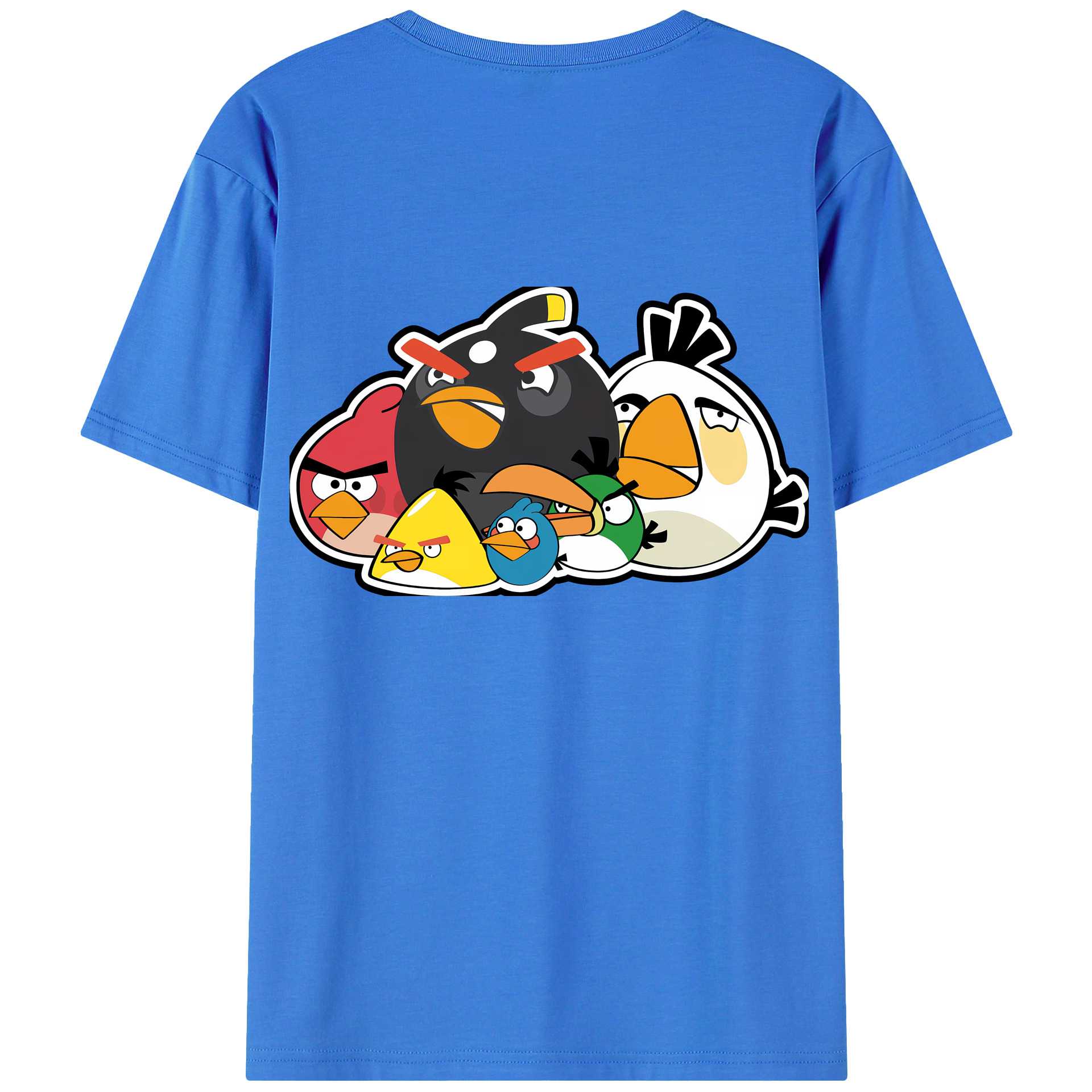 （画像用） Angry Birds アングリーバード 綿100％ メンズ半袖Tシャツ（バックプリント） 通気性