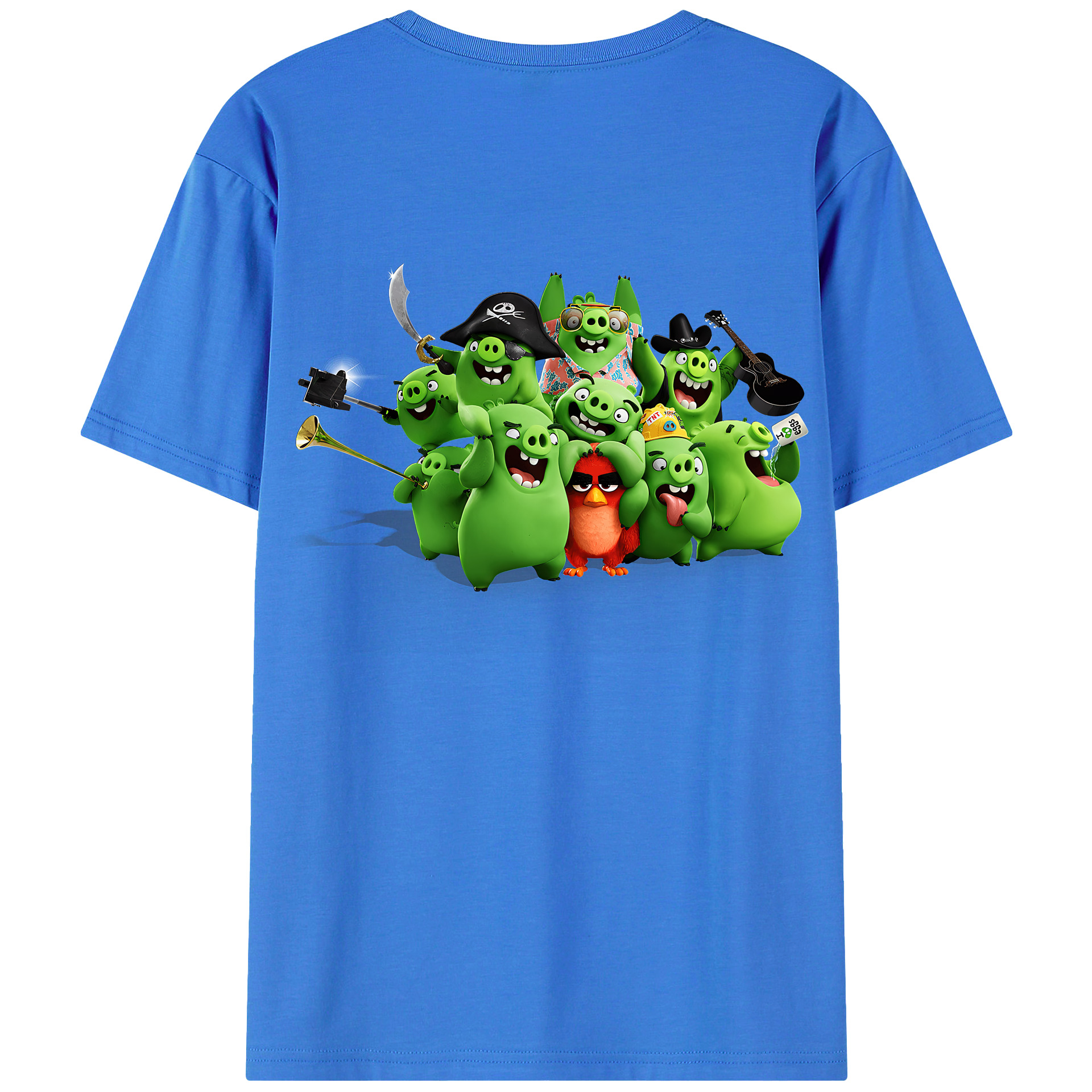 （画像用） Angry Birds アングリーバード 綿100％ メンズ半袖Tシャツ（バックプリント） 通気性