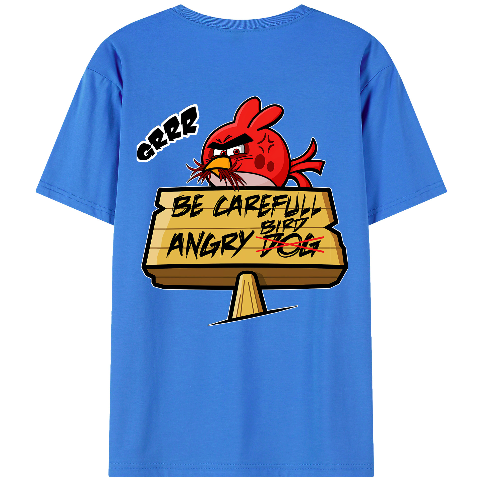 （画像用） Angry Birds アングリーバード 綿100％ メンズ半袖Tシャツ（バックプリント） 通気性