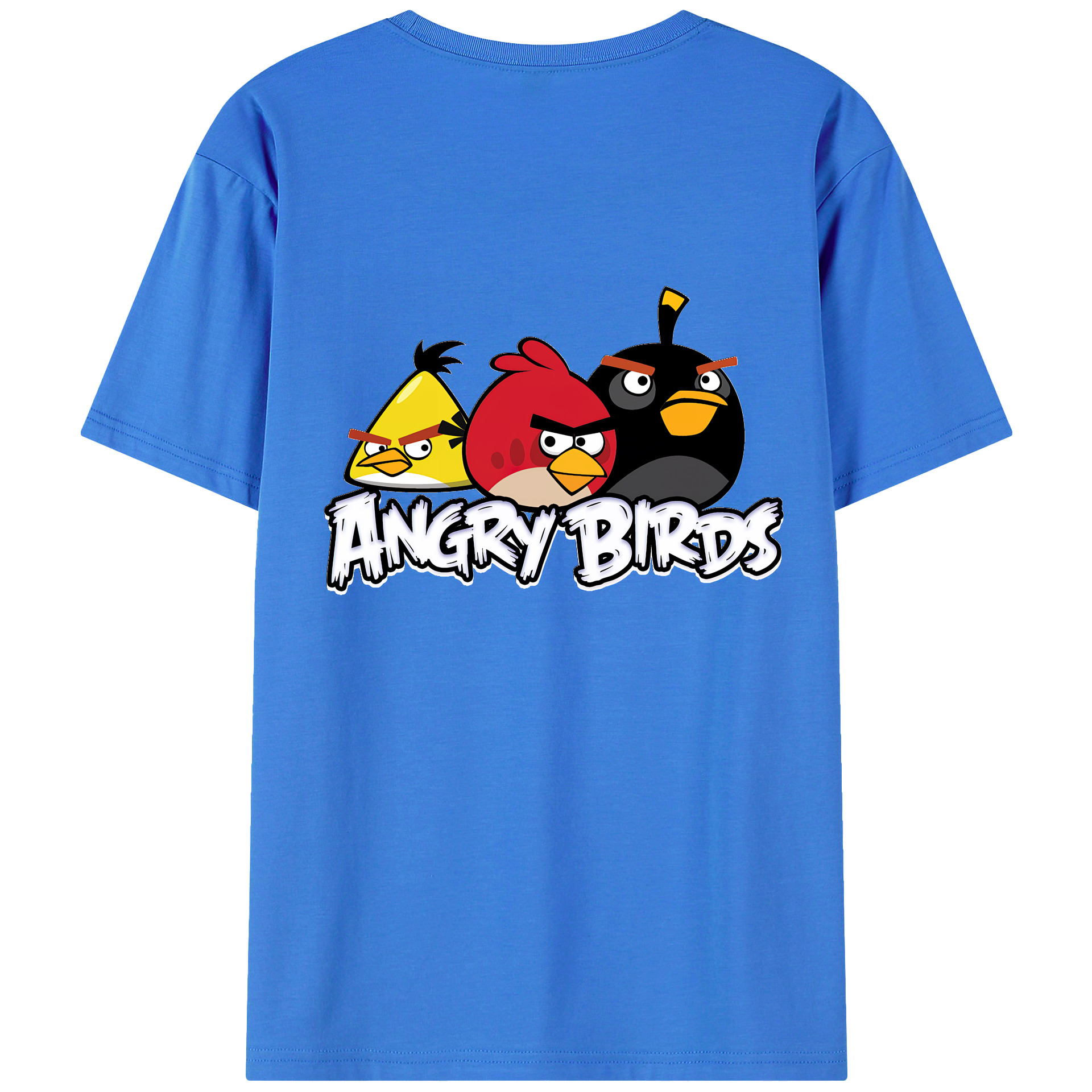 （画像用） Angry Birds アングリーバード 綿100％ メンズ半袖Tシャツ（バックプリント） 通気性