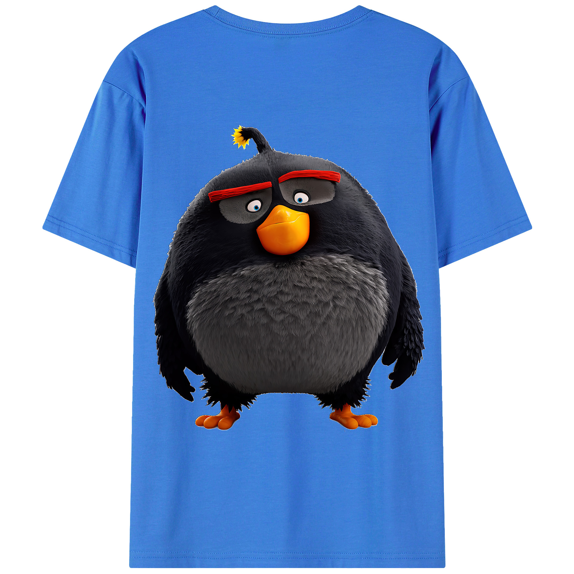（画像用） Angry Birds アングリーバード 綿100％ メンズ半袖Tシャツ（バックプリント） 通気性