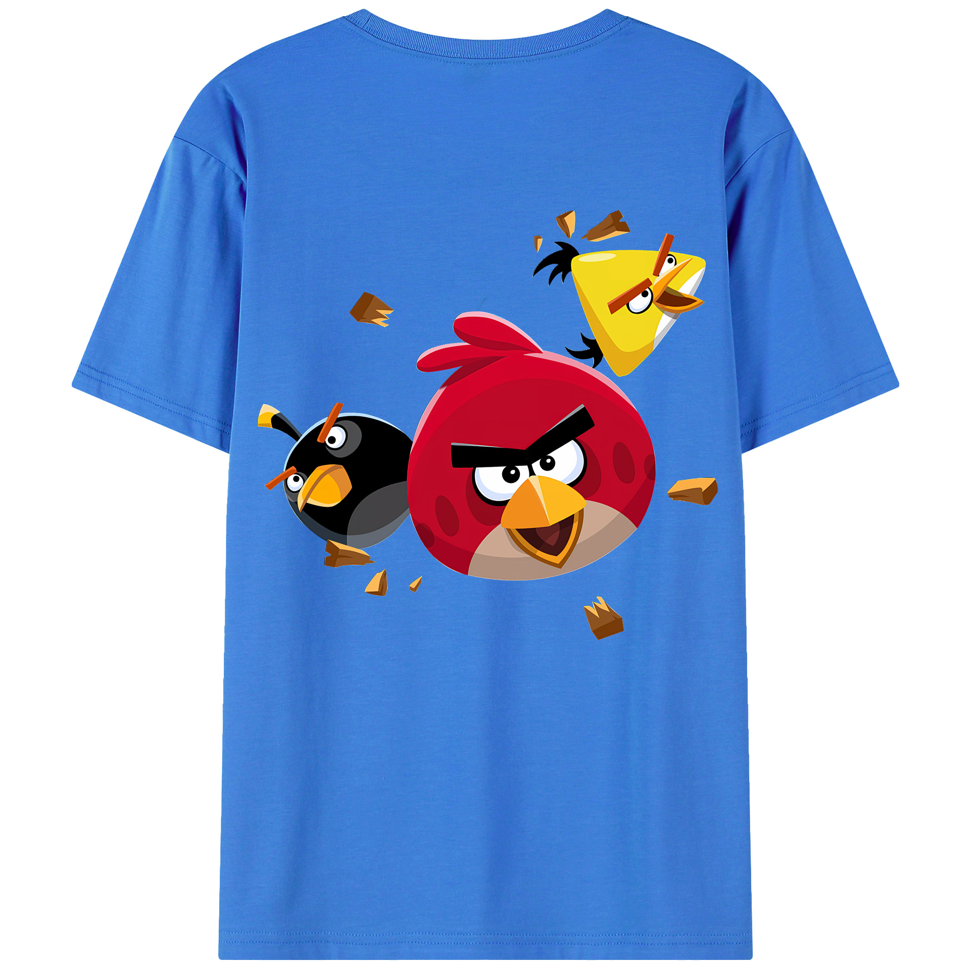 （画像用） Angry Birds アングリーバード 綿100％ メンズ半袖Tシャツ（バックプリント） 通気性