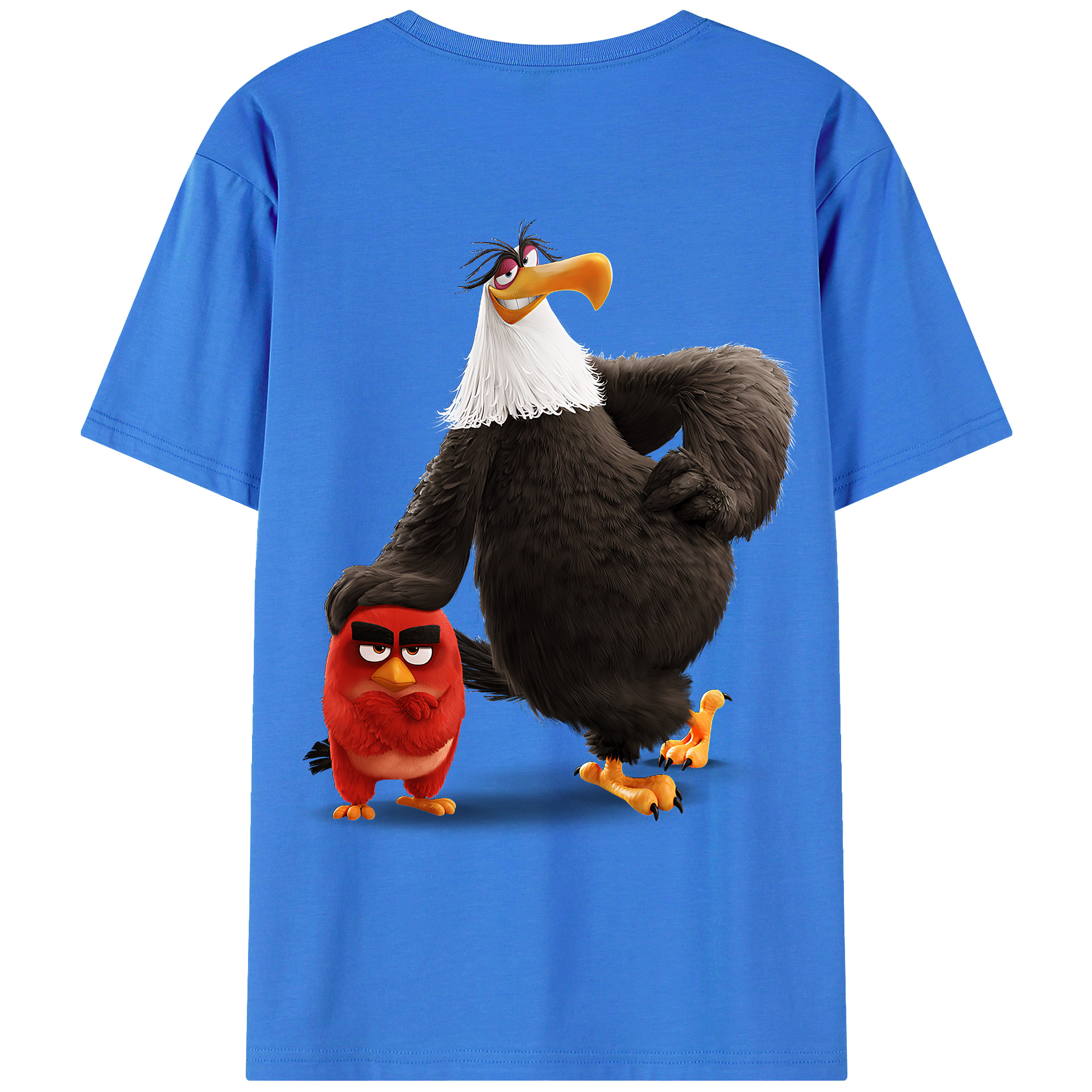 （画像用） Angry Birds アングリーバード 綿100％ メンズ半袖Tシャツ（バックプリント） 通気性