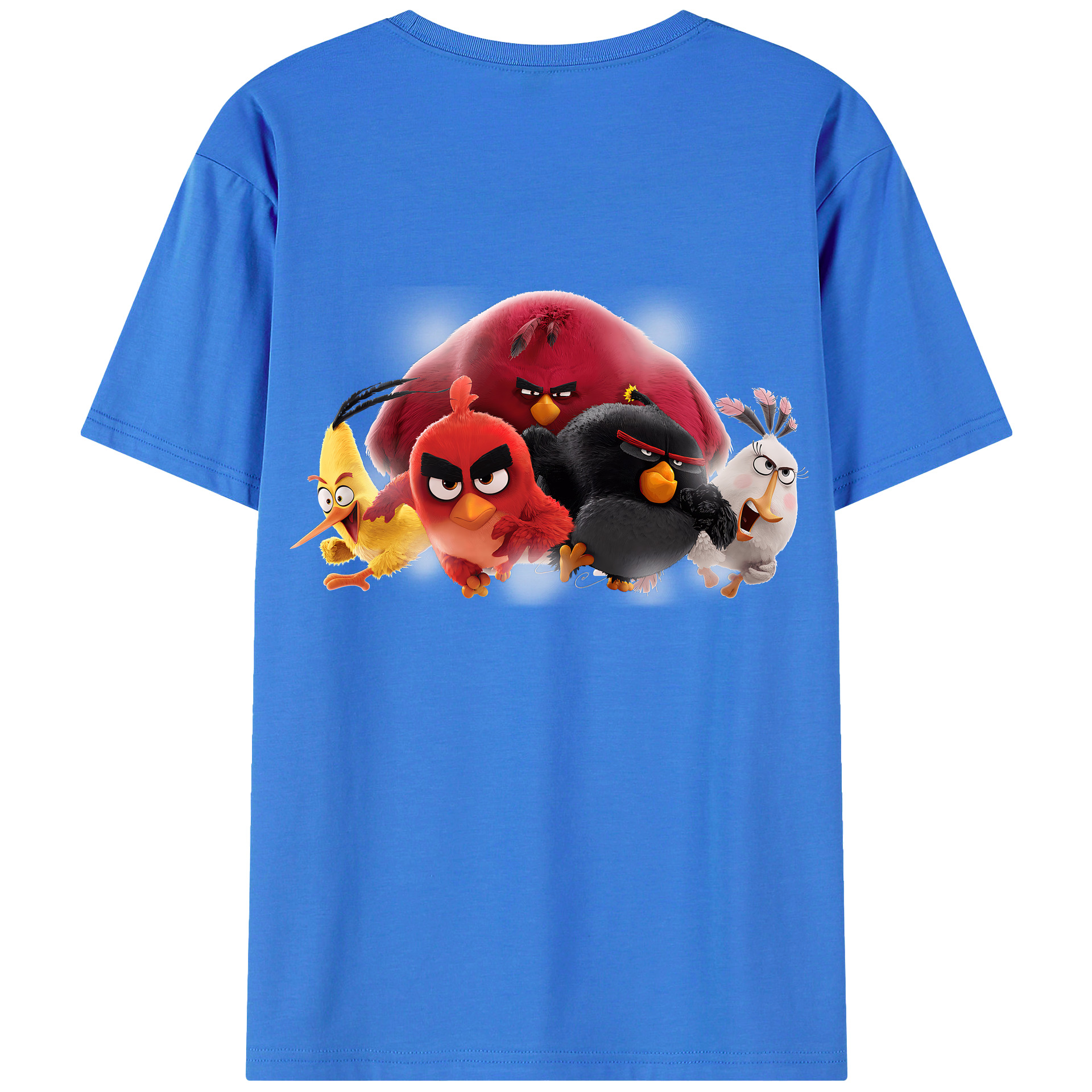（画像用） Angry Birds アングリーバード 綿100％ メンズ半袖Tシャツ（バックプリント） 通気性