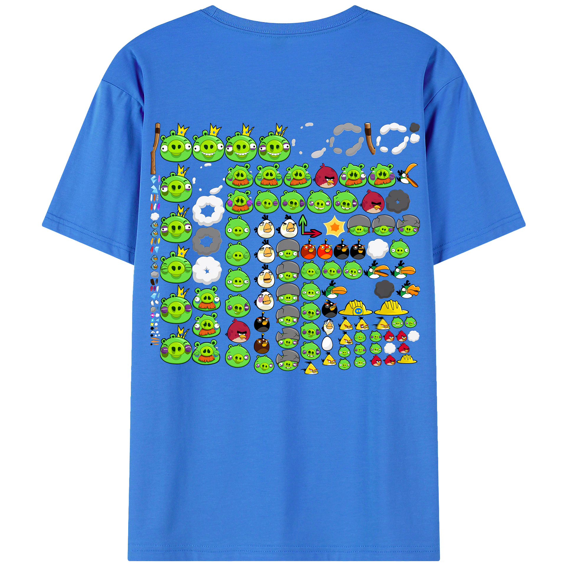 （画像用） Angry Birds アングリーバード 綿100％ メンズ半袖Tシャツ（バックプリント） 通気性