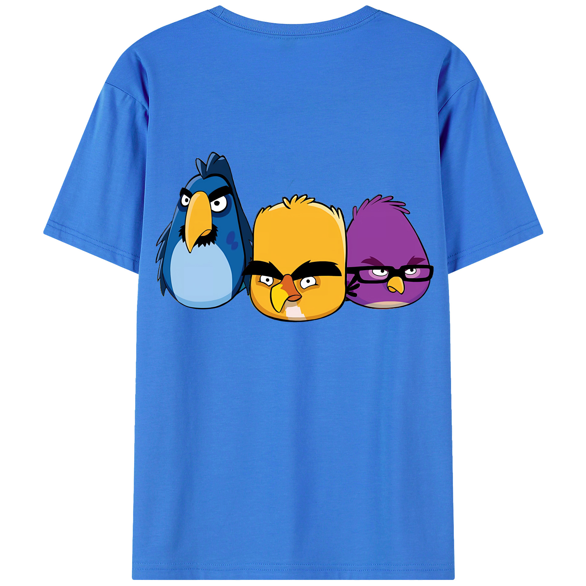 （画像用） Angry Birds アングリーバード 綿100％ メンズ半袖Tシャツ（バックプリント） 通気性
